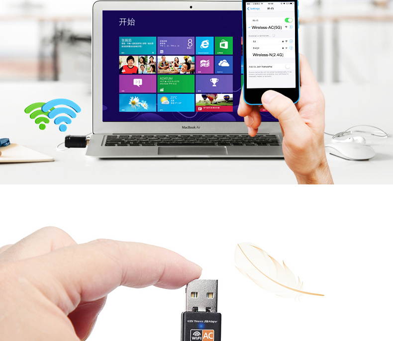 USB Wifi Adapter 600Mbps Wireless Network Card Ethernet Antena Wifi Receiver USB LAN AC Dual Band 2.4G 5GHz for PC Wi-fi Dongle