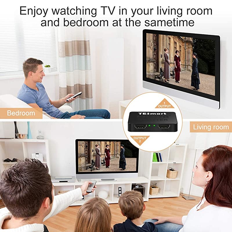 1x2 HDMI Splitter 4k 2 Way HDMI Splitter 1 in 2 Out Switcher Support 4Kx2K@30Hz 1080P 3D 3840 2160 for Xbox PS4 Sky Box,DVD Player