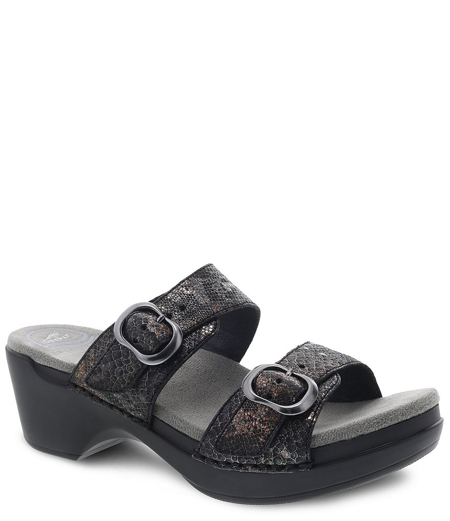 Dansko Sophie Metallic Python Slide Sandals