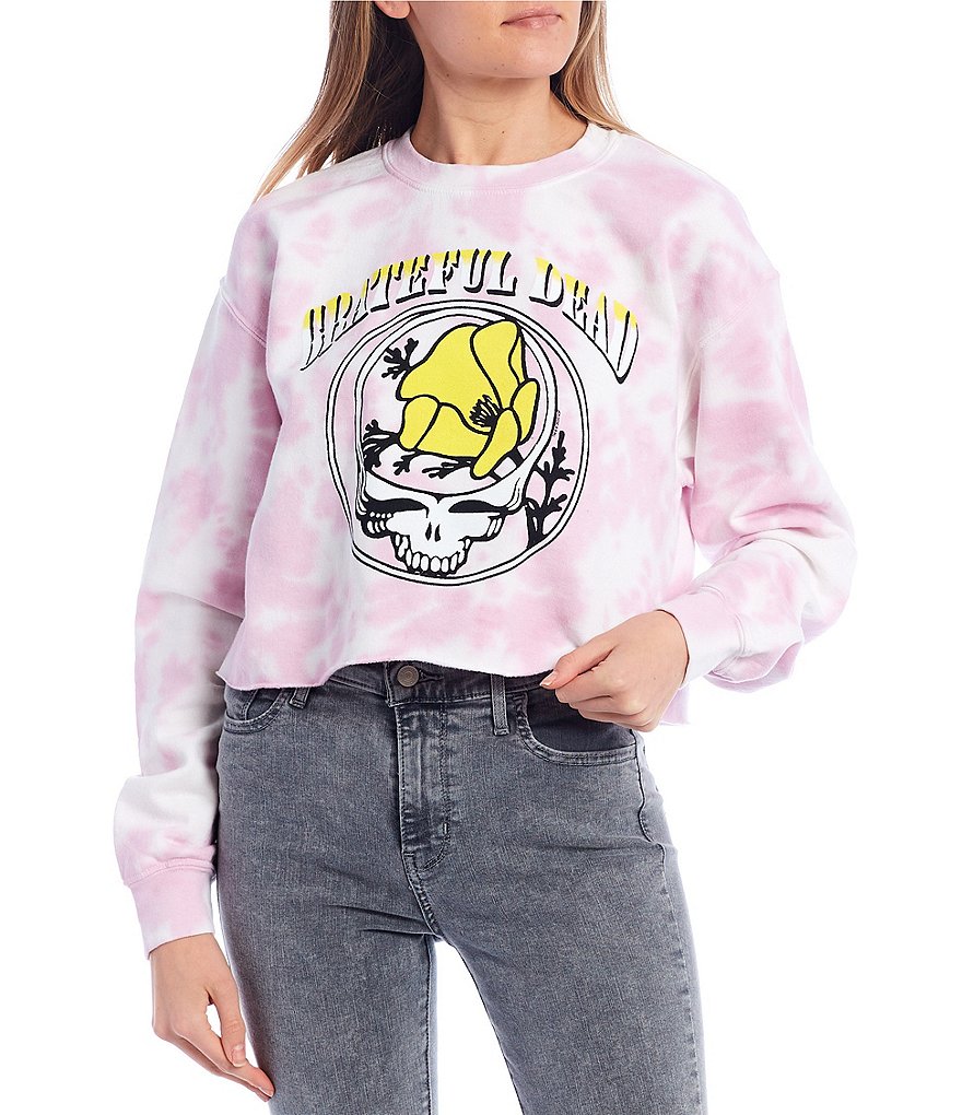 Junk Food Grateful Dead Tie-Dye Cropped Long Sleeve Pullover