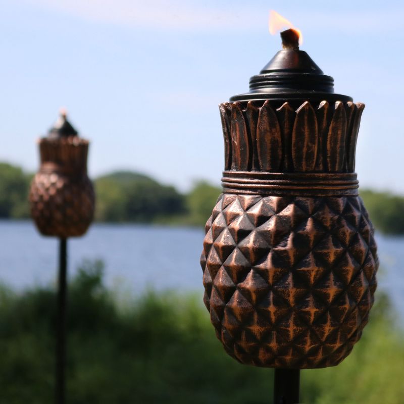 5.5" Petite Lantern Metal Table Torch Black - TIKI