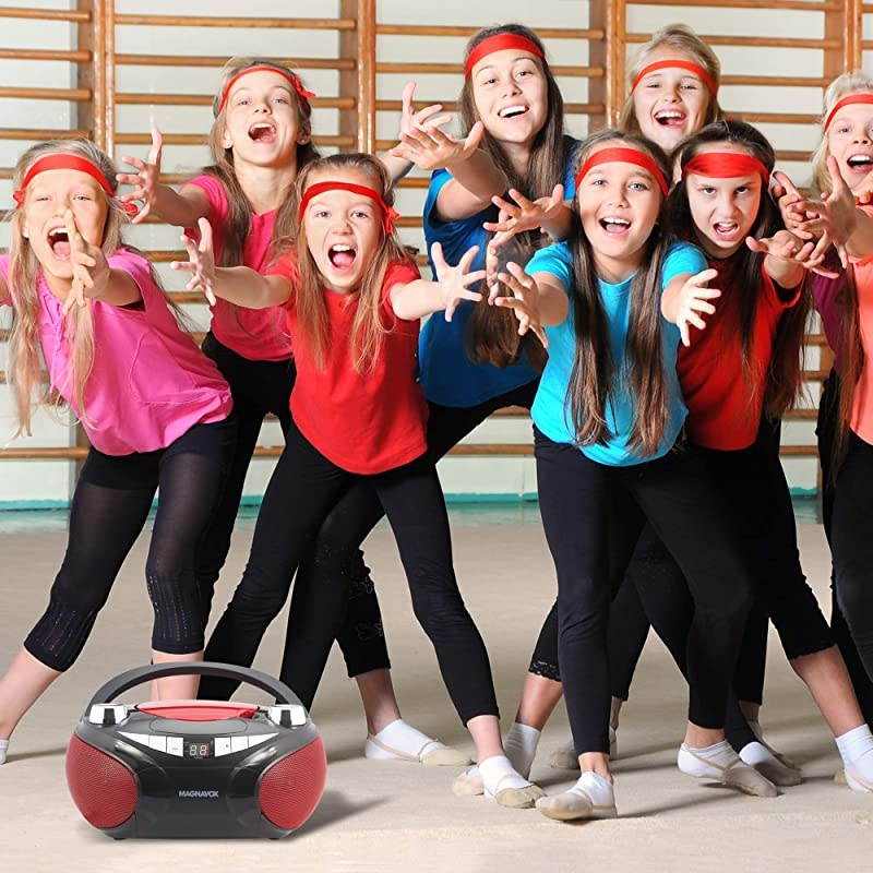 MD6949 CD Boombox with AMFM Radio amp Bluetooth Wireless Technology RedBlack