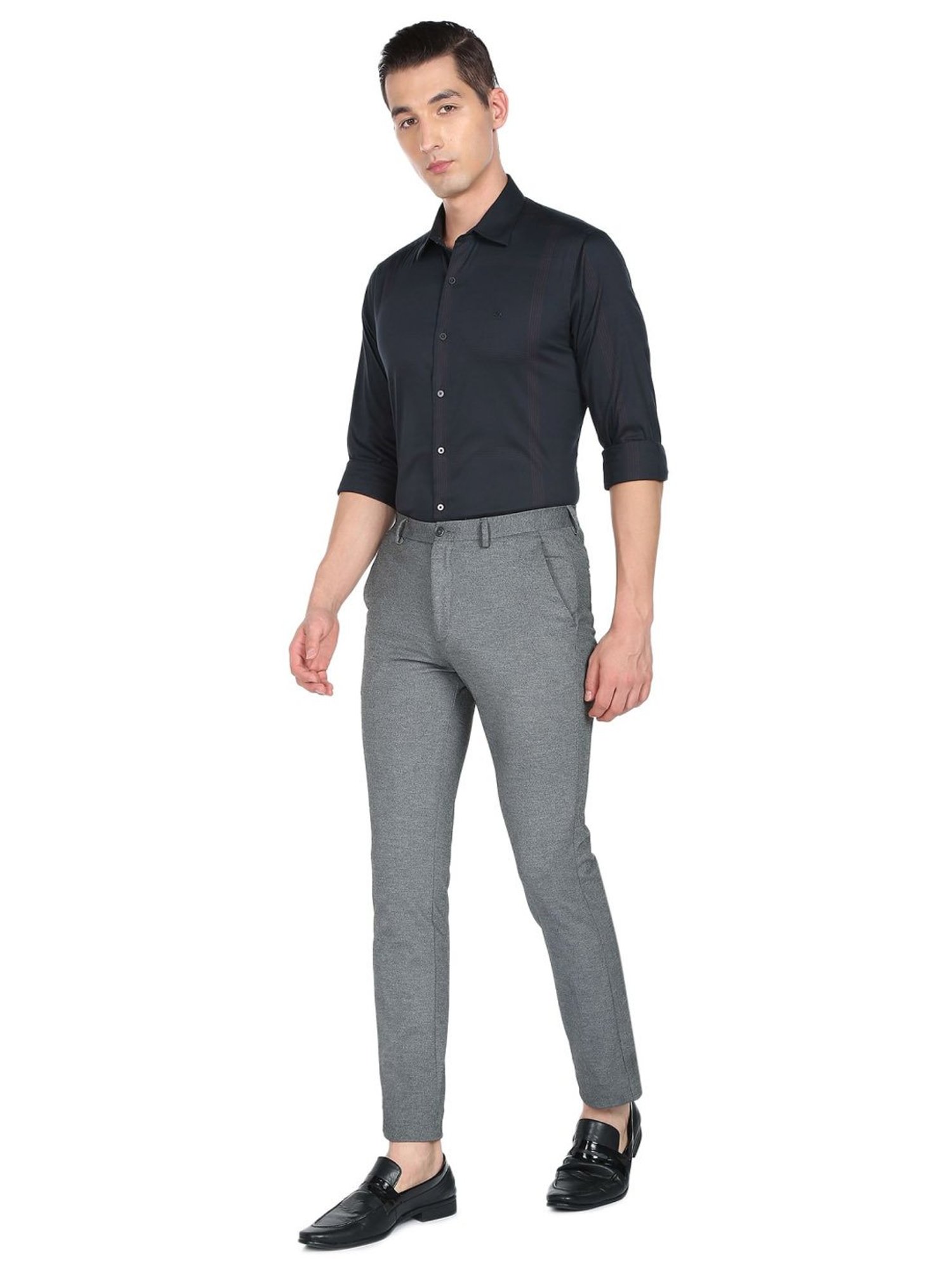 Arrow New York Black Cotton Slim Fit Checks Shirt