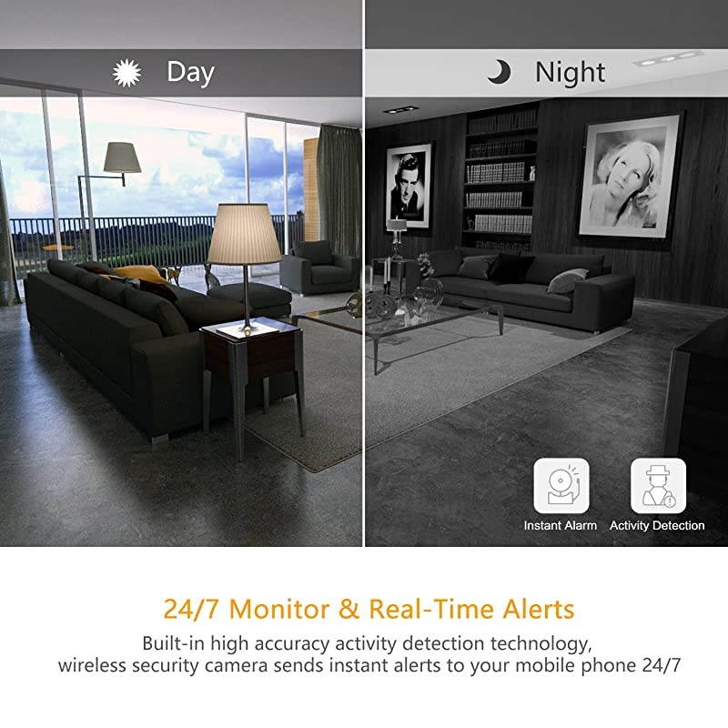 2pcs Home Camera 720p Wireless IP Security Surveillance System with Free Motion Alerts Cloud 6Seconds Clips Night Vision Baby Monitor on iOS Android App Cloud Service Available