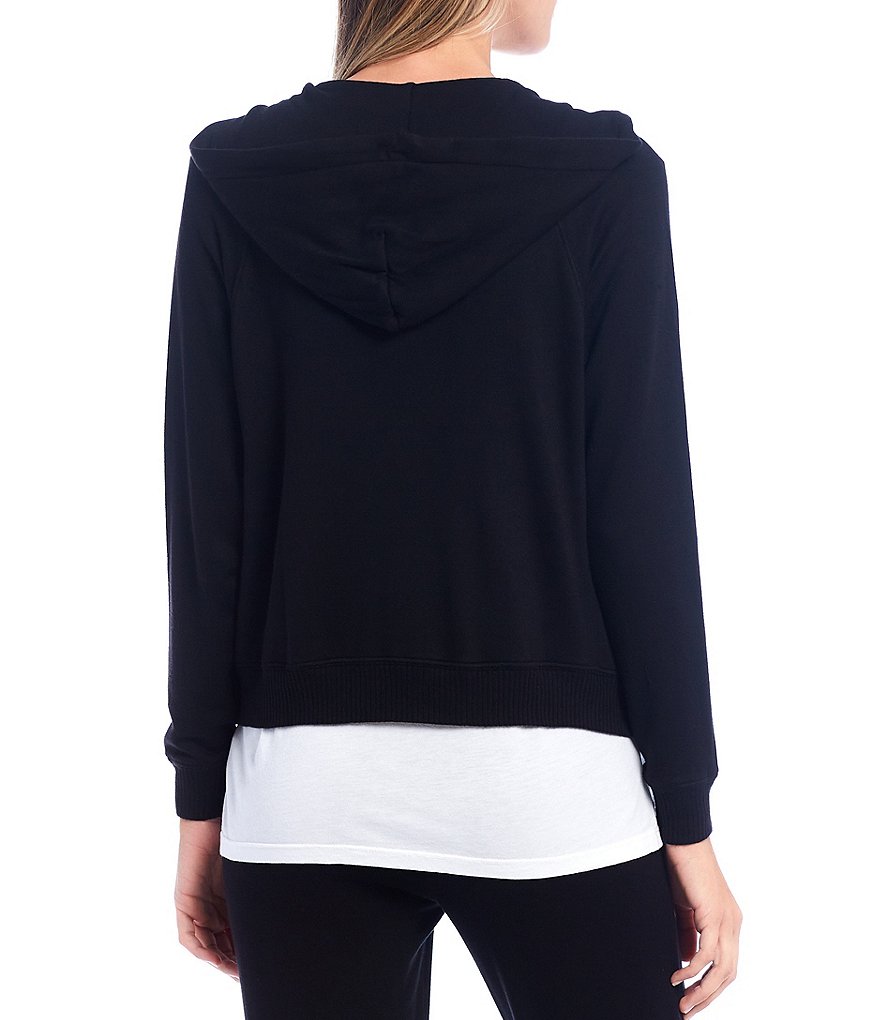 Splendid Knit Zip Up Drawstring Hoodie