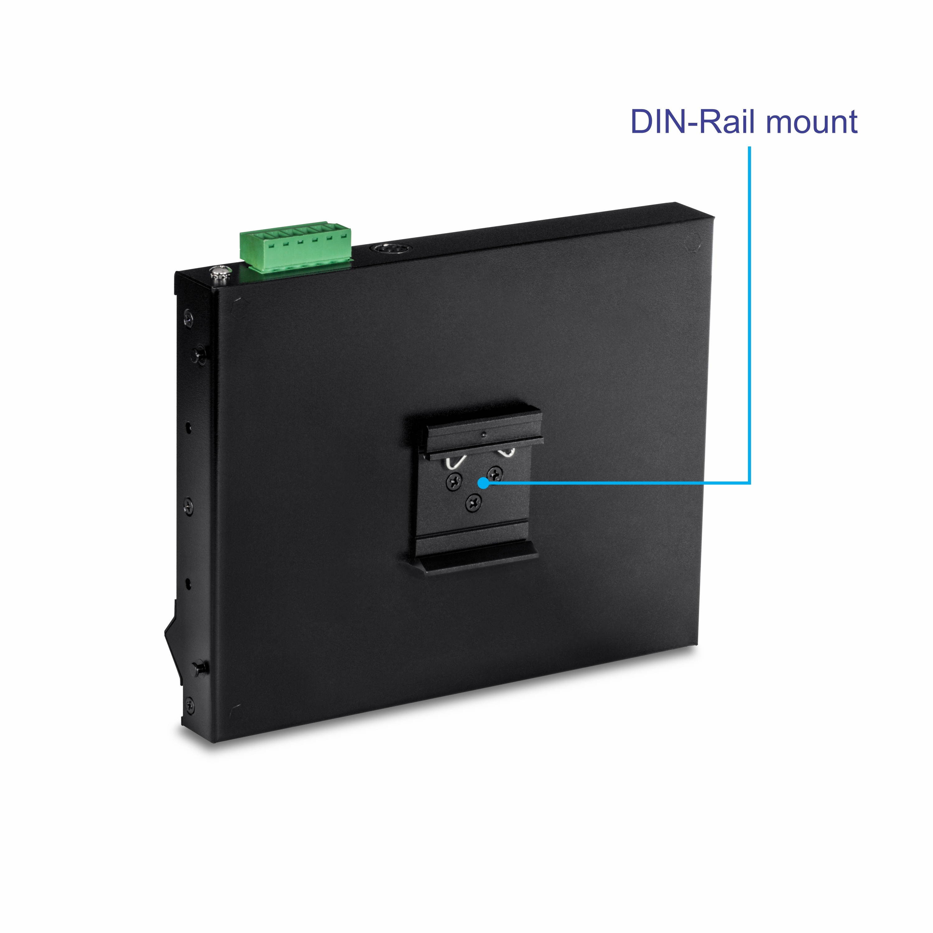 TRENDnet 8-Port Industrial Gigabit PoE+ Wall-Mounted Front Access Switch