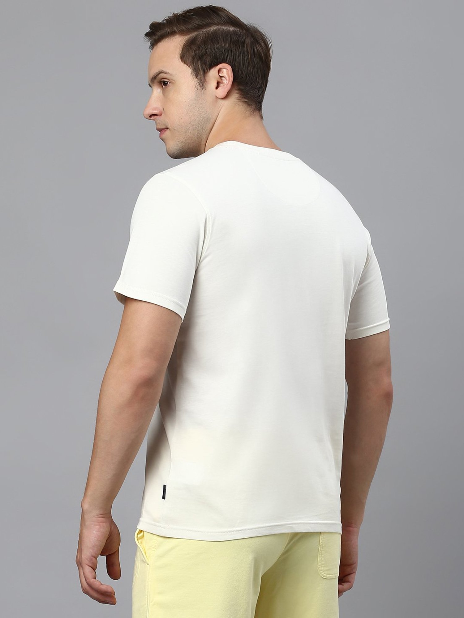 Beverly Hills Polo Club Off White Regular Fit Cotton Crew T-Shirt