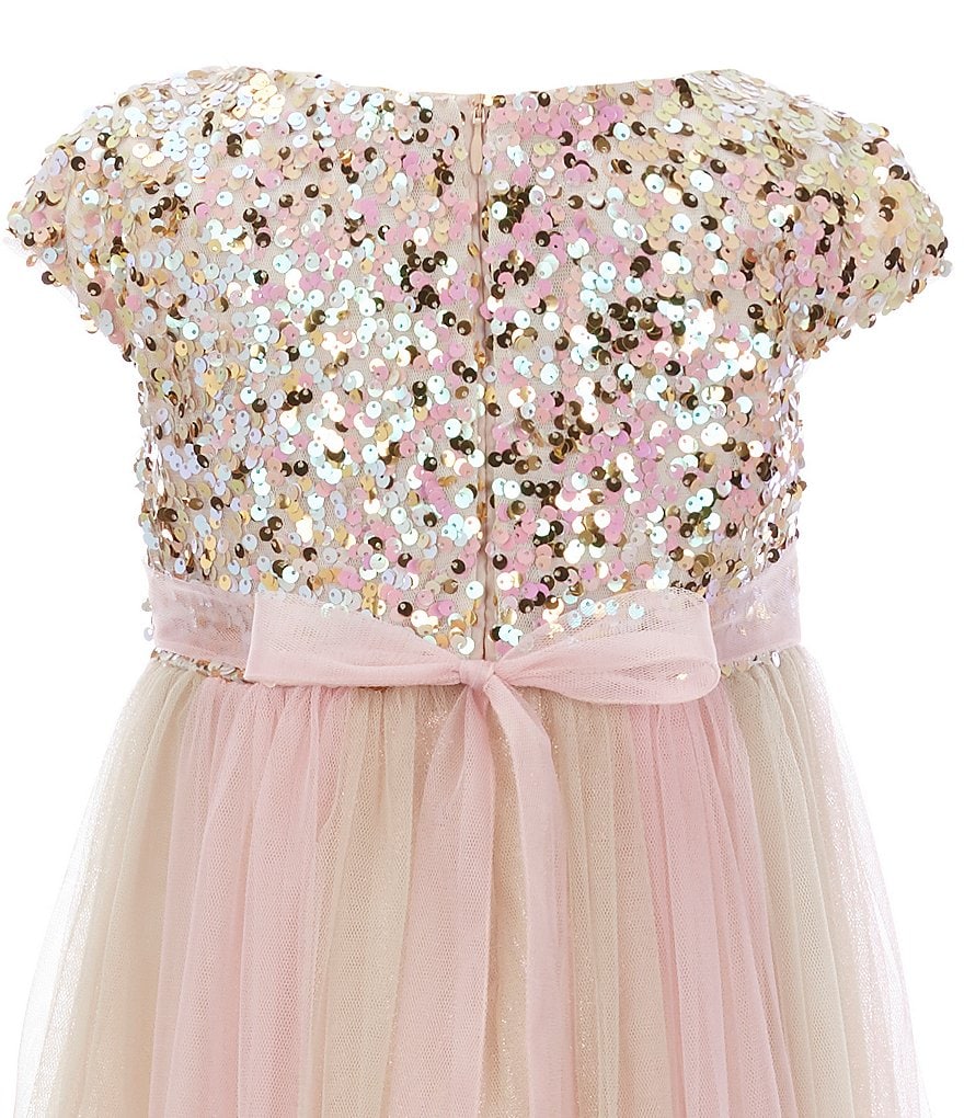 Laura Ashley Little Girls 2T-6X 3/4 Sleeve Rose & Butterfly Print Clip Dot Dress