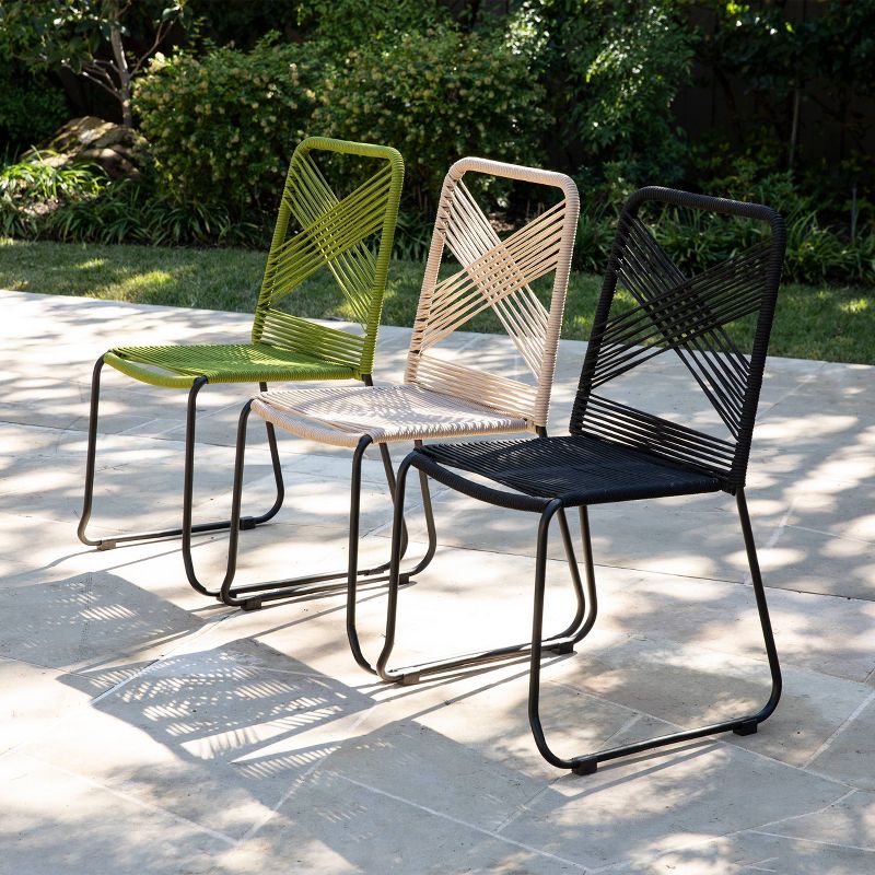 Padko 2pk Outdoor Patio Rope Accent Chair Black - Holly & Martin