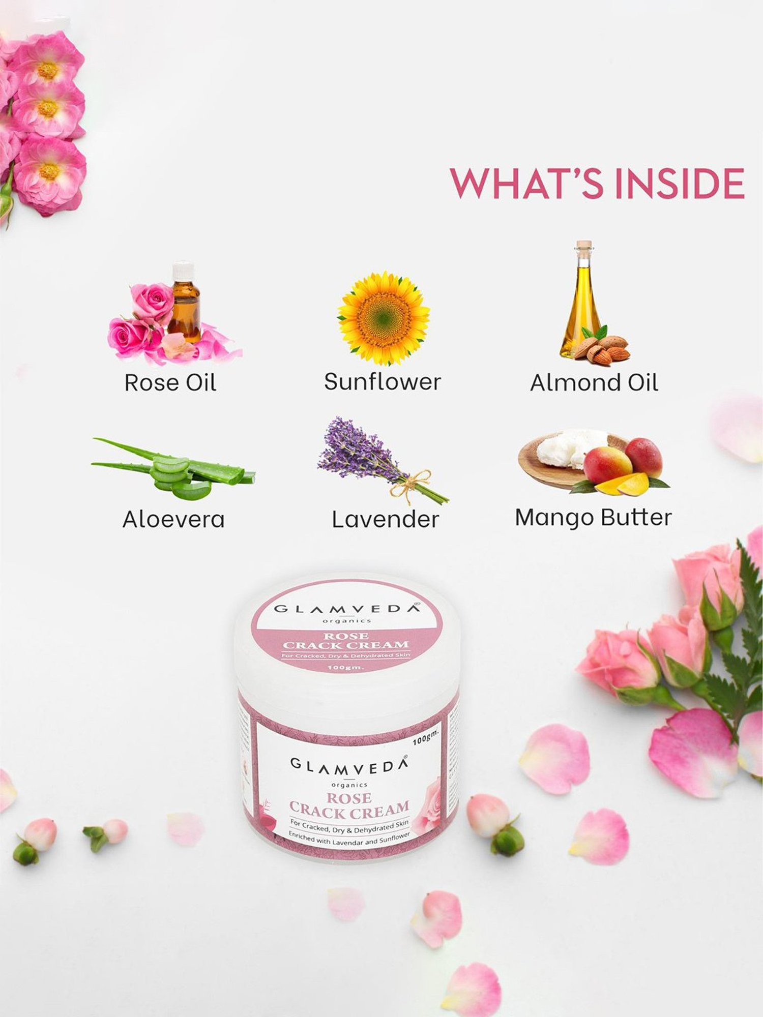 Glamveda Rose Crack Cream - 100 gm