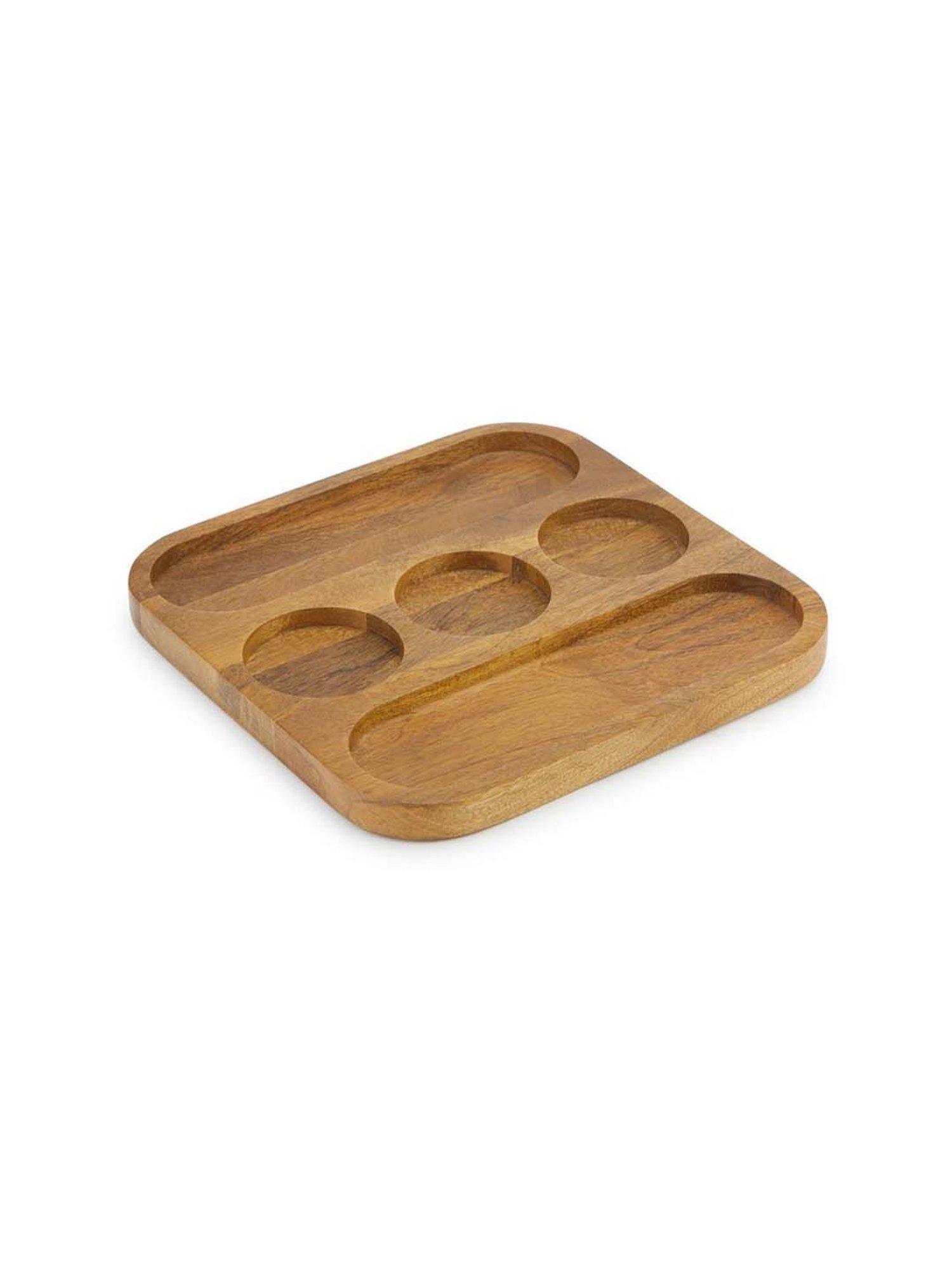 Fabindia Thar Natural Wood 1 Platter & 1 Dip Bowl