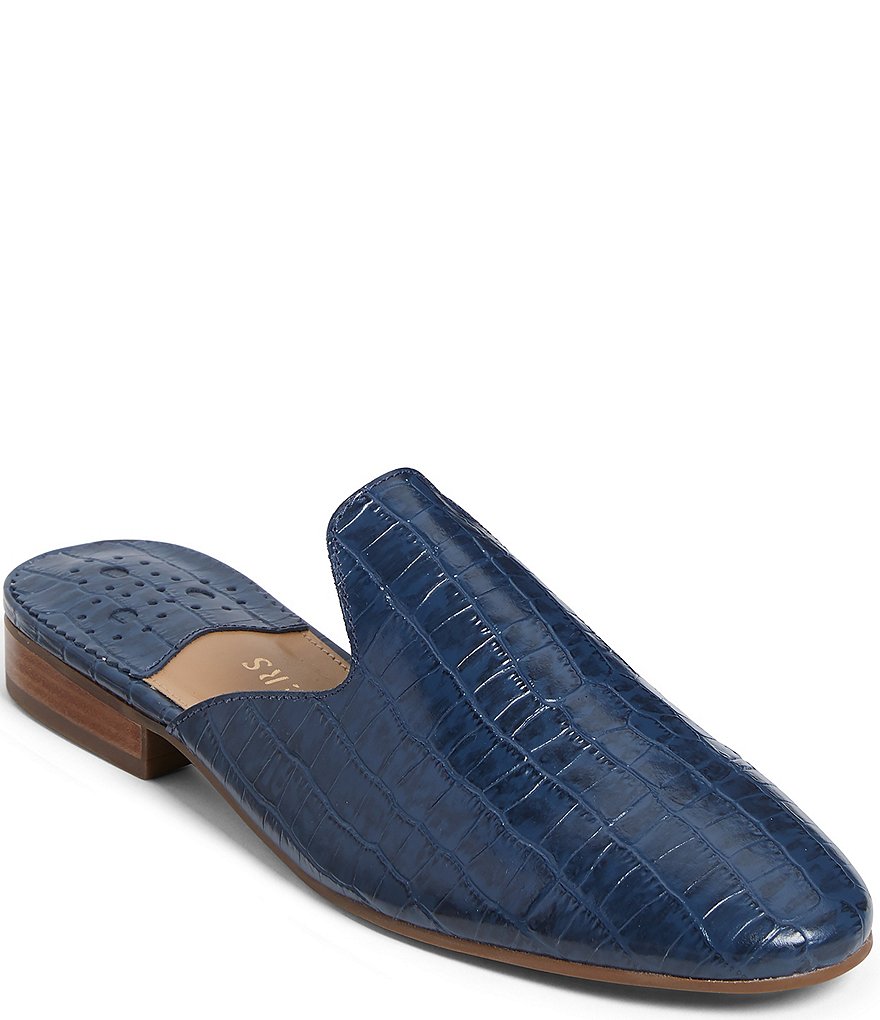 Jack Rogers Delaney Croco Stamped Leather Mules