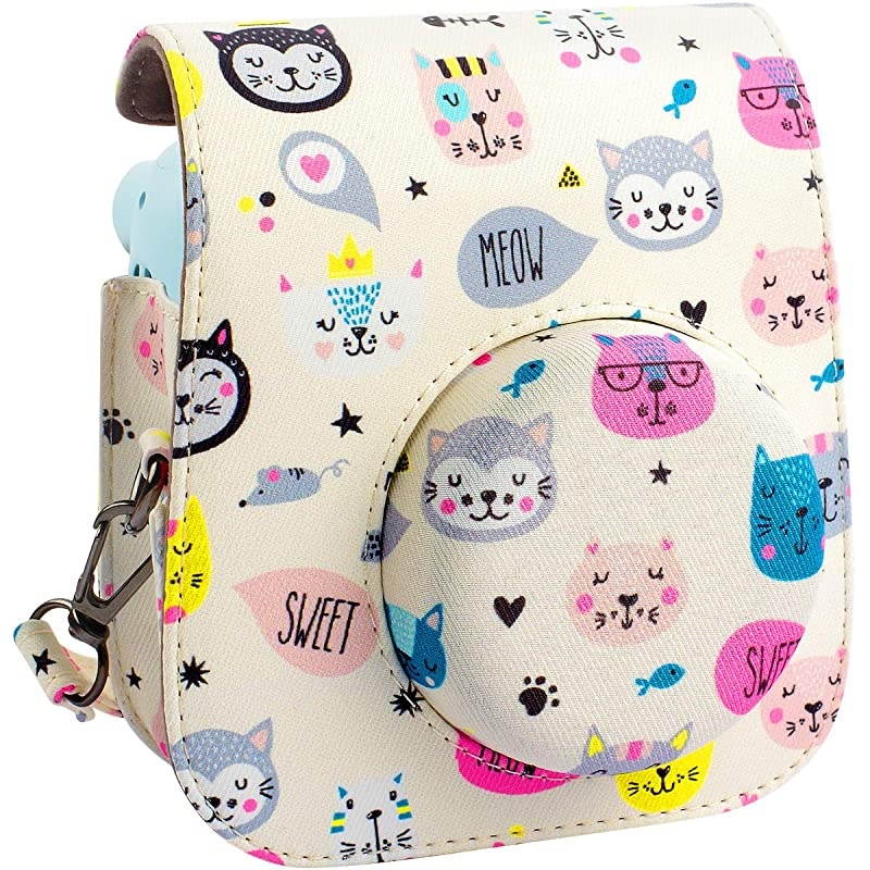 amp Portable Case Compatible with Fujifilm Instax Mini 11 Instant Camera with Accessories Pocket and Adjustable Strap Kitty