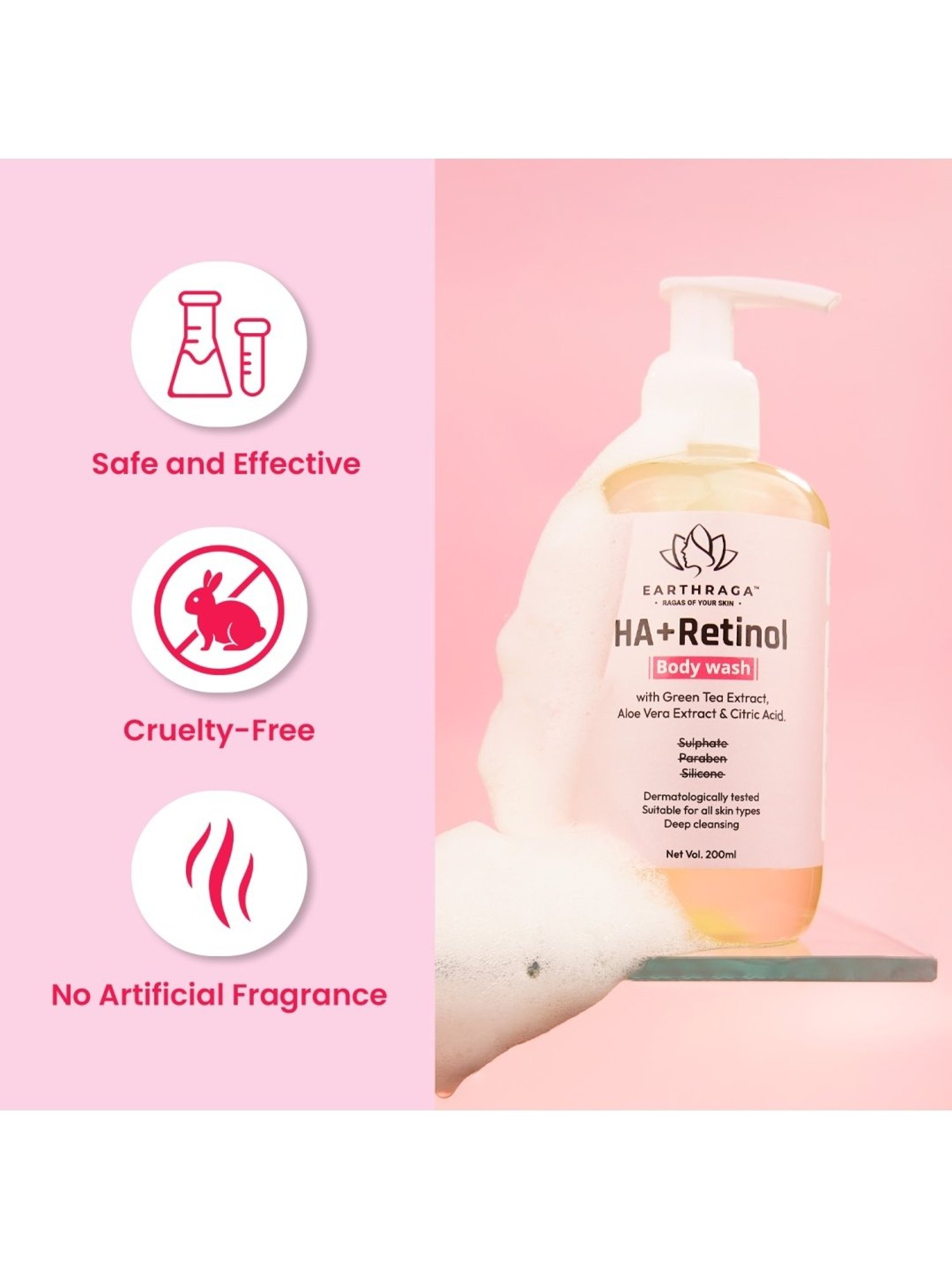 Earthraga HA + Retinol Body Wash - 200 ml