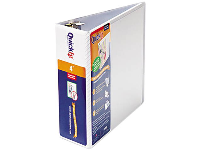 Stride 87060 Quick Fit D-Ring View Binder, 4" Capacity, White