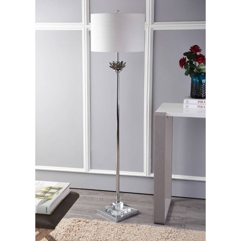 59" Crystal/Metal Amelia Lotus Floor Lamp (Includes LED Light Bulb) Gray - JONATHAN Y