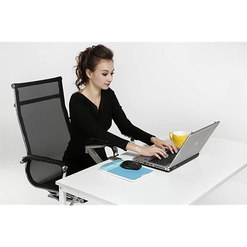 2 Packs 1 Pair Rotating Desk Extension Elbow Pad Armrest Aluminum Alloy Arm Stand Wrist Rest Ergonomically Designed for Professional Computer Monitor Working Lift Adjustable Sliver