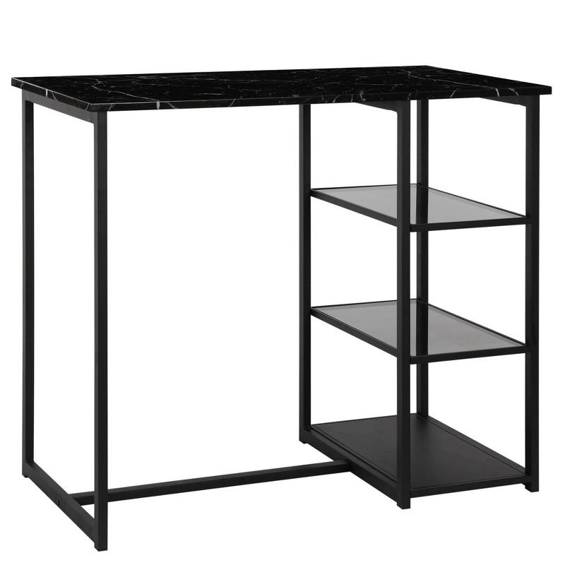 3pc Emelie Metal Pub Set With Faux Marble Top Black - Cosmoliving By Cosmopolitan