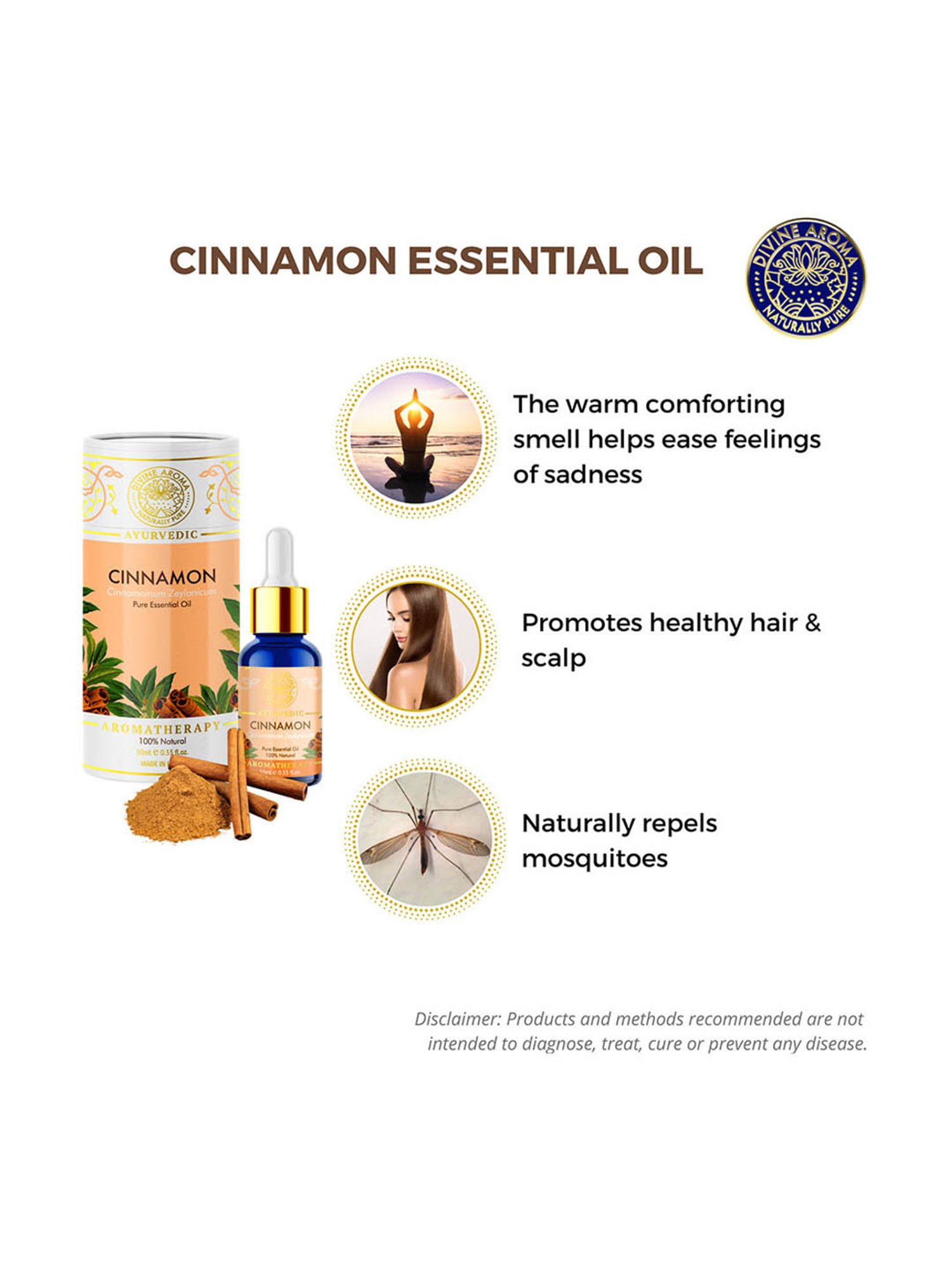 Divine Aroma Cinnamon Essential Oil - 10 ml