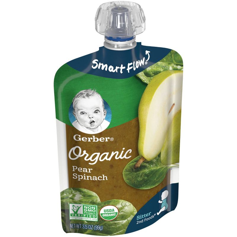 Gerber Organic 2nd Foods Pear & Spinach Baby Food Pouch - 3.5oz