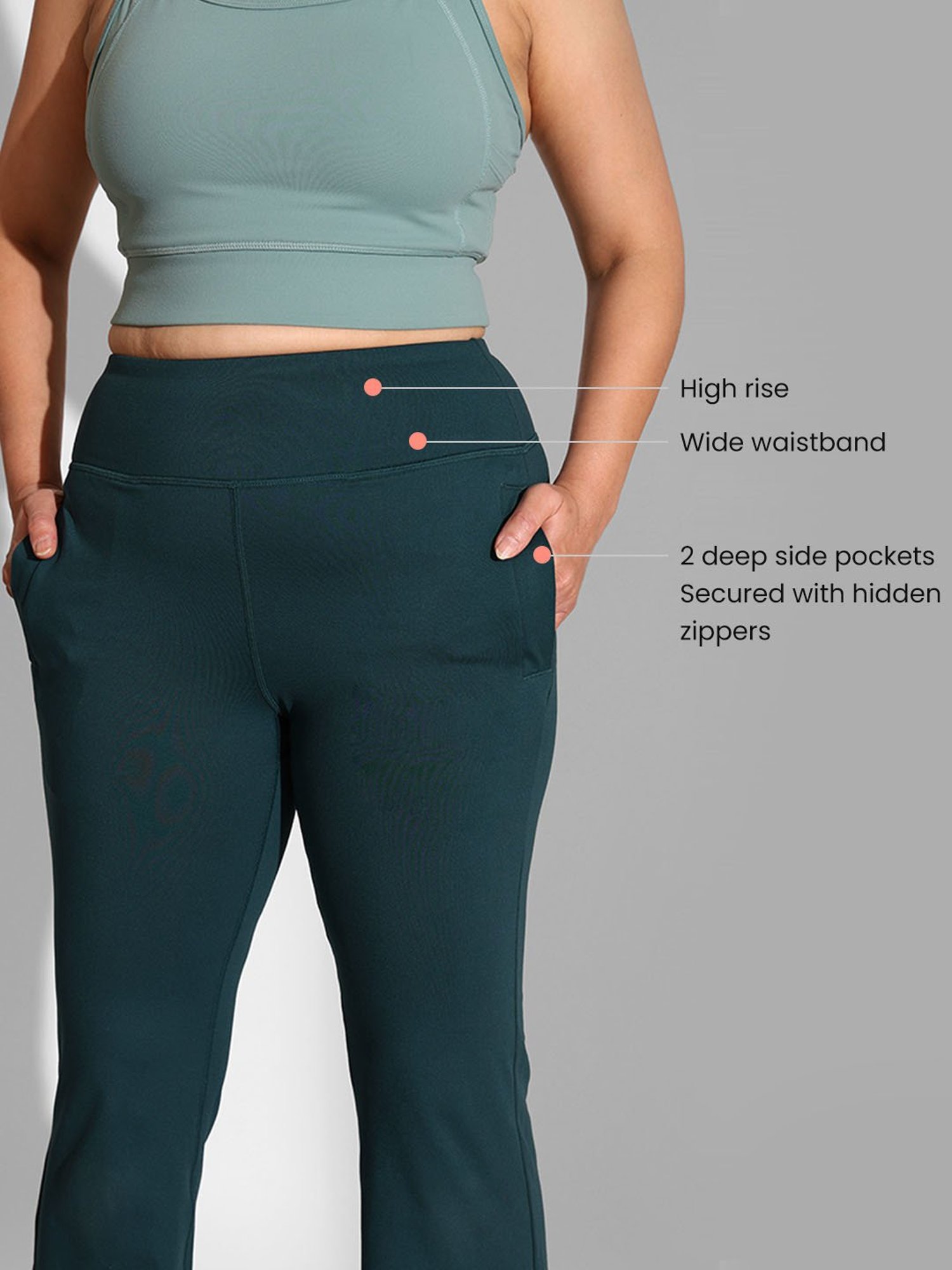 BlissClub Women Pine On-The-Go Slit Flare Pants Brushed For Extra Softness