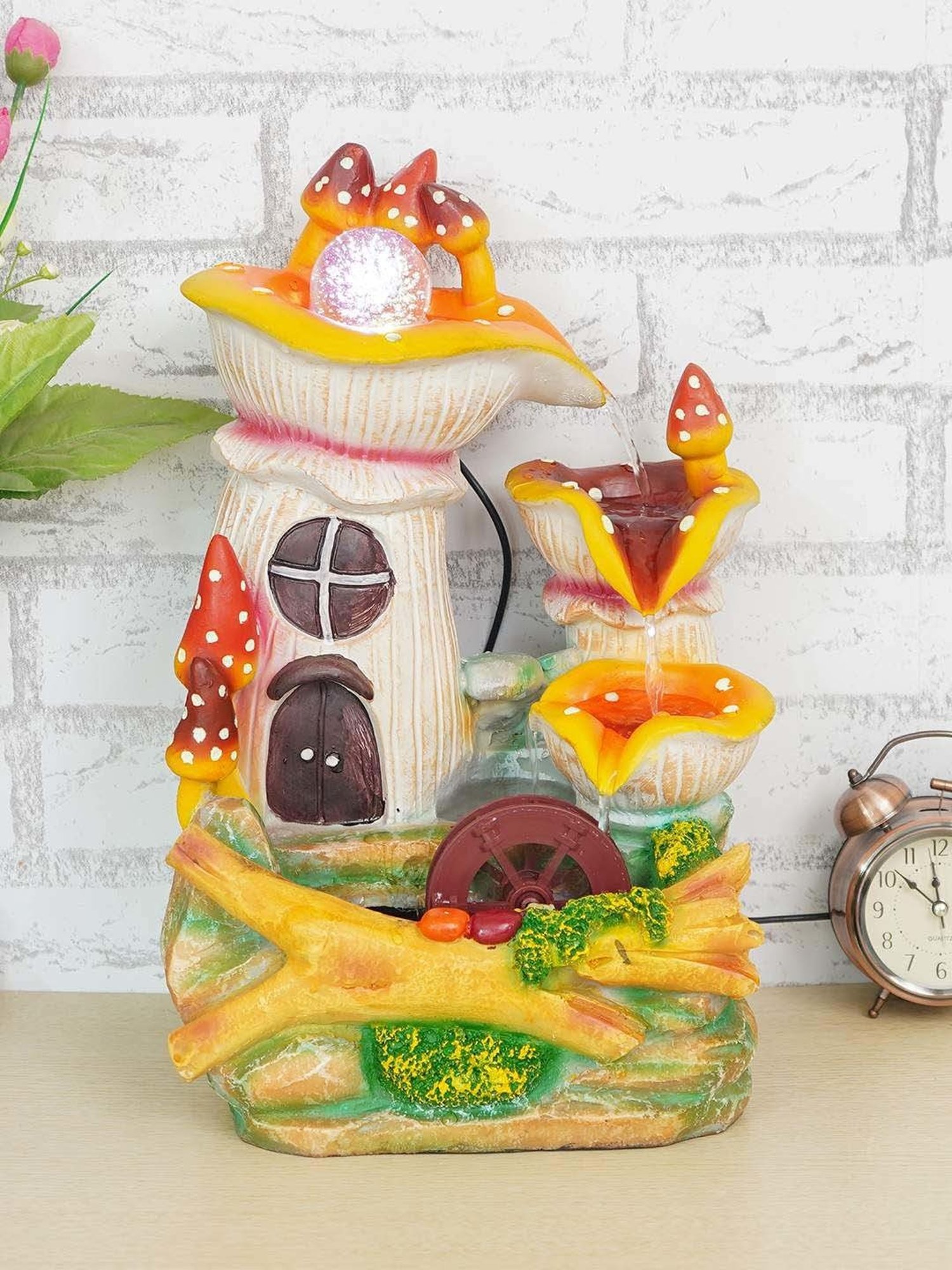 CHRONIKLE Multicolor Polyresin Table Top 3 Steps Waterfall Fountain