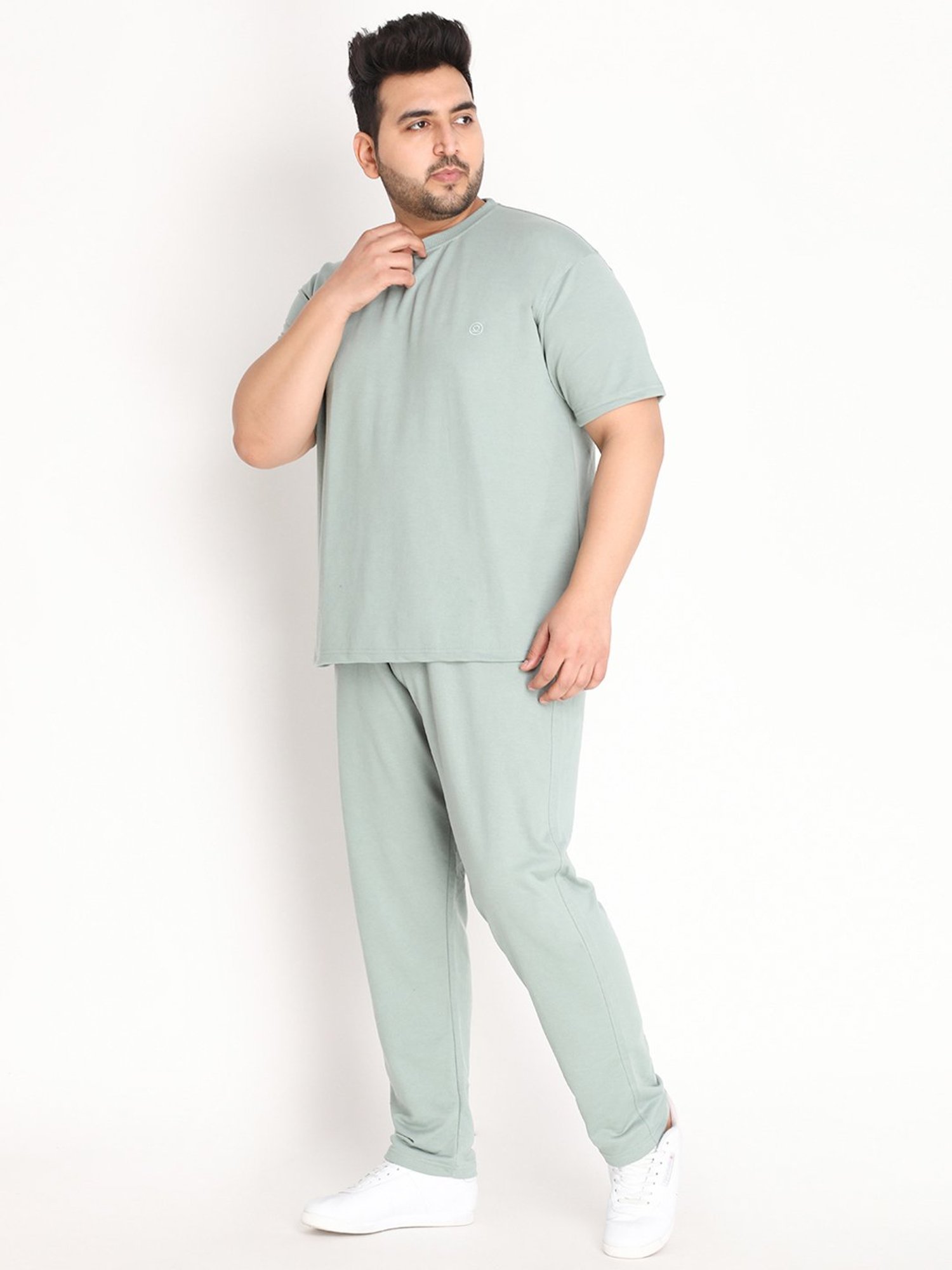 Chkokko Pastel Green Cotton Relaxed Fit Track Suit