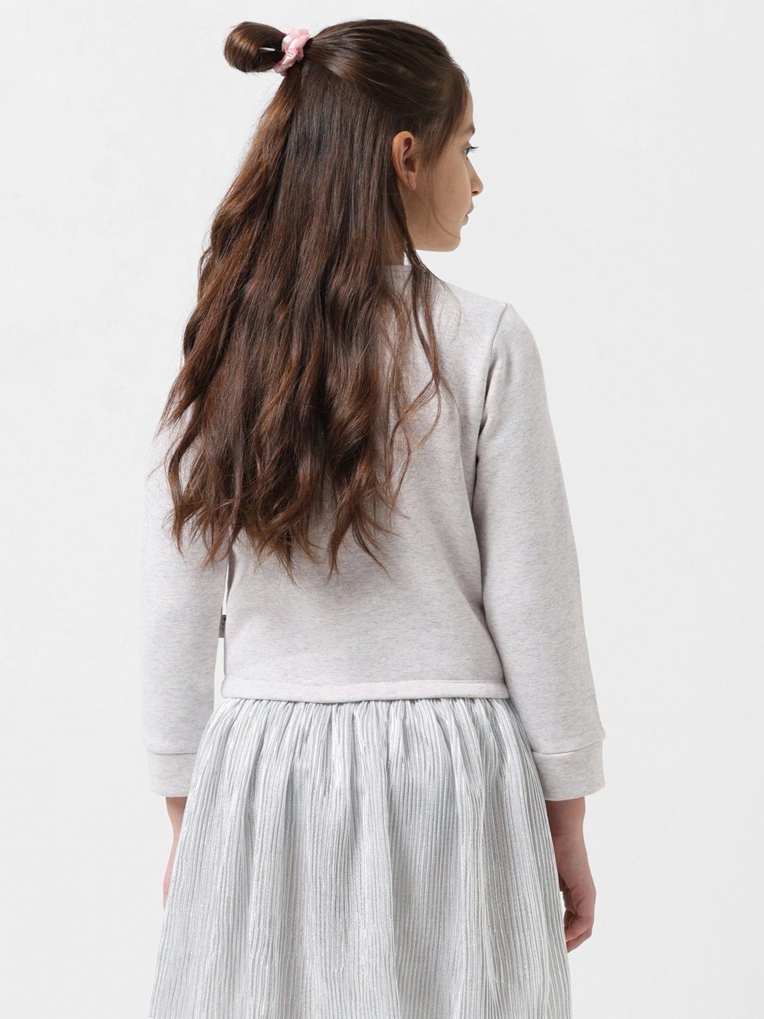 VERO MODA GIRL Grey Embellished Full Sleeves Dress