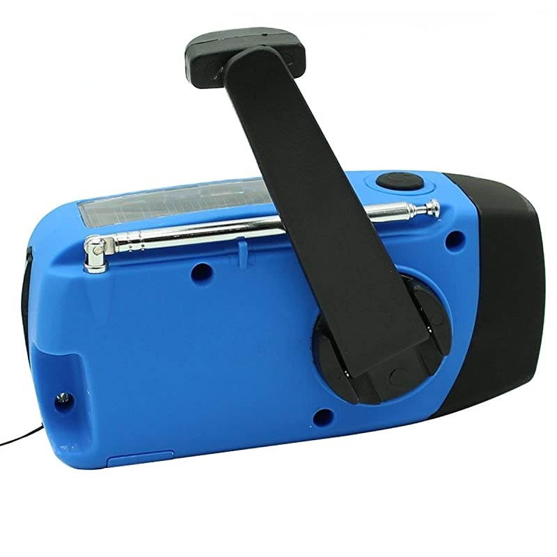 Upgraded Version  IS088+ 1000mAh Solar Hand Crank Radio AMFMNOAAWB Weather Emergency Radio Dynamo LED Flashlight Power Bank for iPhoneAndroid Smart Phone Blue