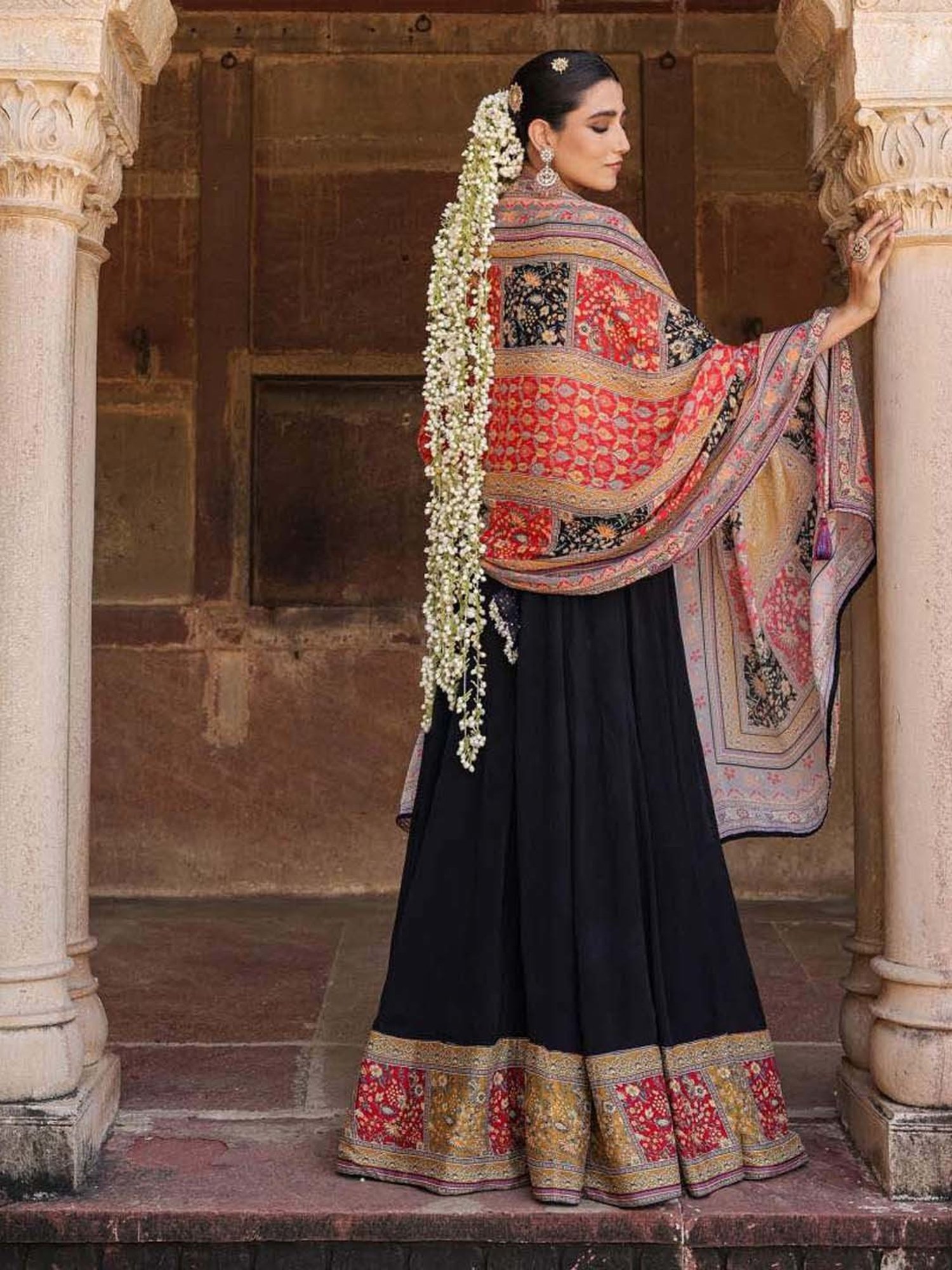 SCAKHI Black Lehenga Choli Set With Dupatta