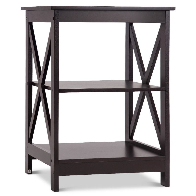 Costway 3-Tier Nightstand End Table Storage Display Shelf Living Room Furni Espresso NEW
