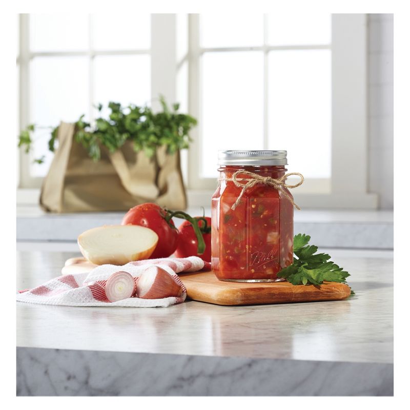 Grant Howard 51091 102 Ounce Classic Wide Mouthed Embossed Glass Mason Storage Jar Storage Container with Airtight Screw On Closing Lid