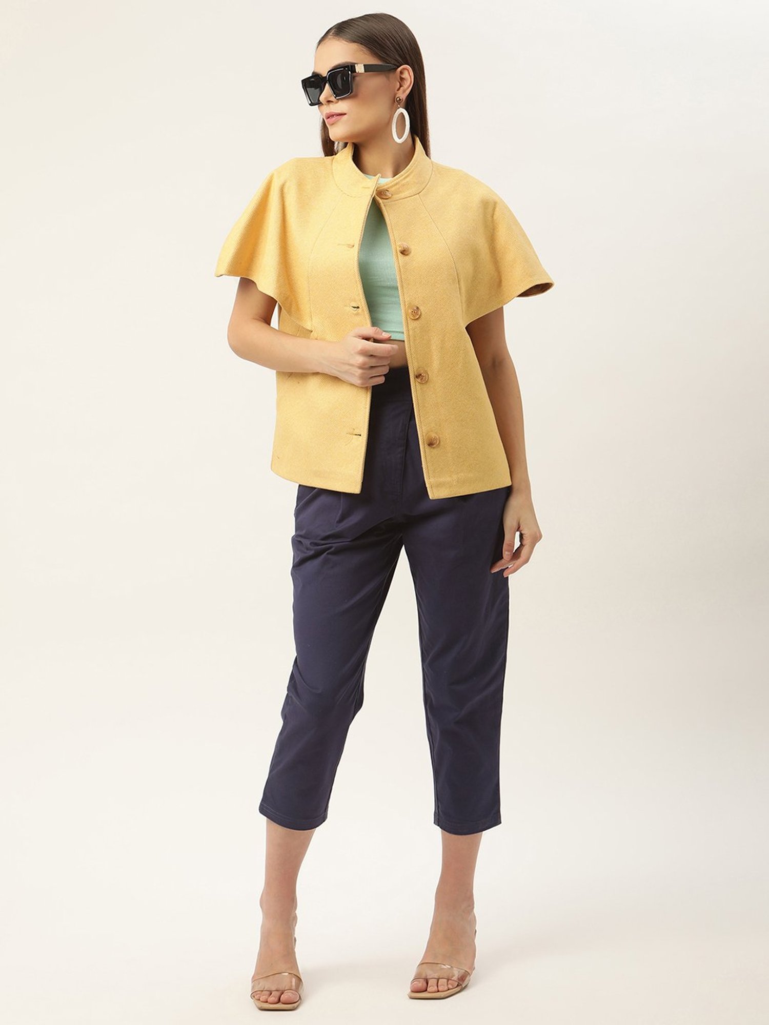 Rooted Yellow Half Sleeves Coat