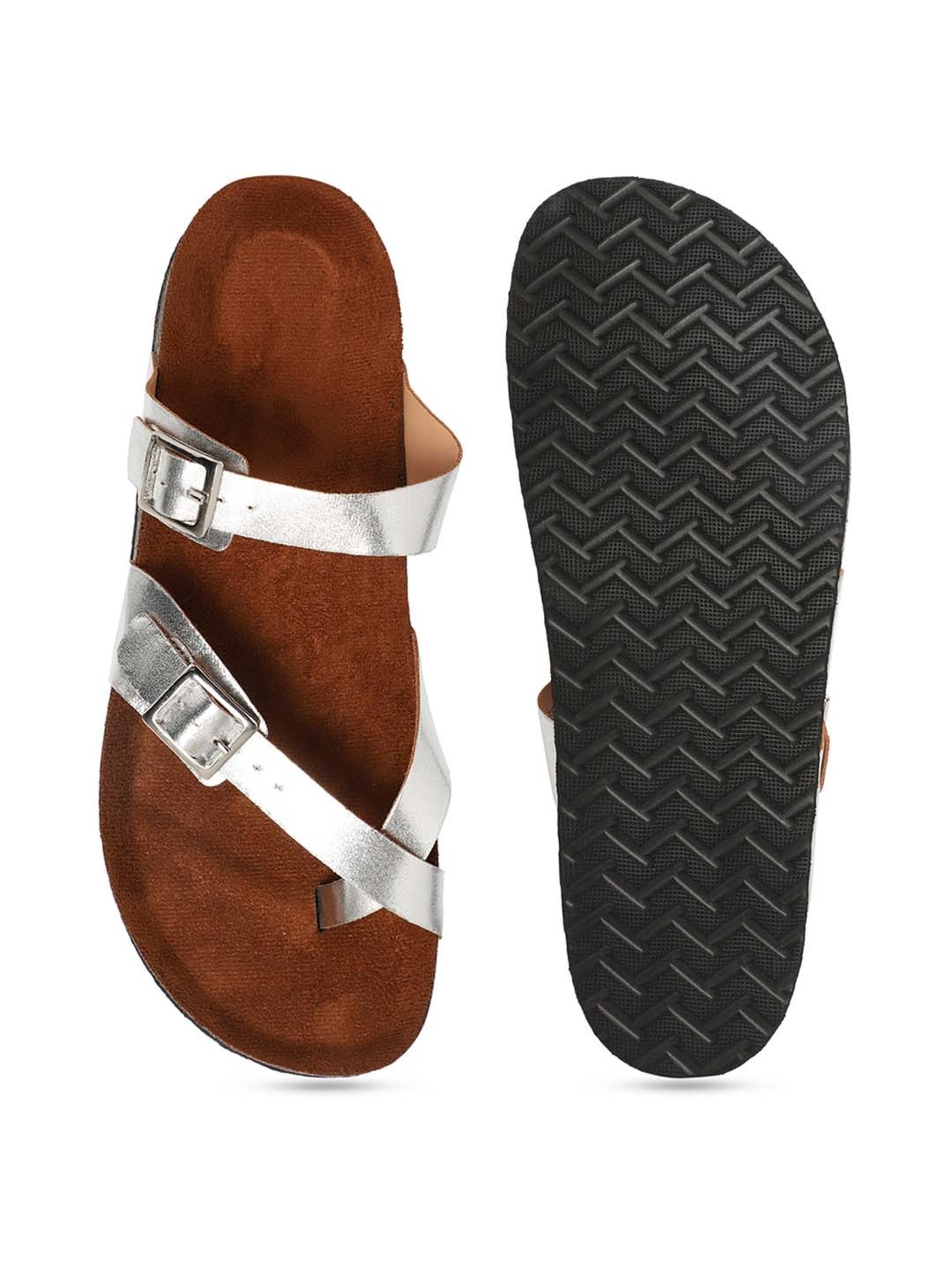 Mozafia Women's Silver Toe Ring Sandals