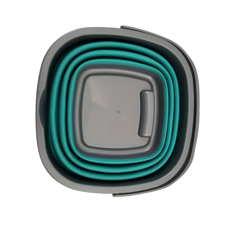 Homz Store N Stow Portable 10 Liter Compact Collapsible Square Bucket with Convenient Carry Handle, Teal