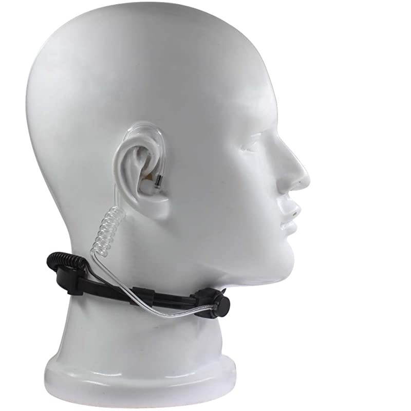 Heavy Duty Tactical Throat Vibration Mic Air Catheter Earphone Headset with U94 Tactical PTT Compatible Kenwood BaoFeng Puxing Wouxun Hyt Baodeeng TYT Procter Walkie Talkie Radios 2Pin