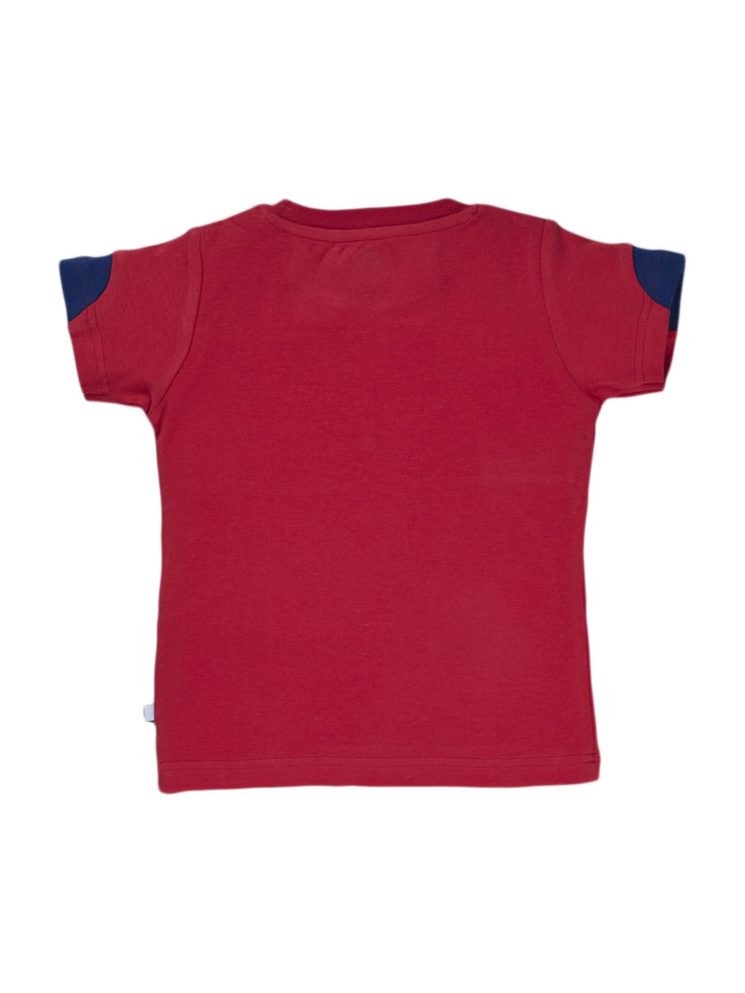 Pranava Kids Red & Denim Cotton Patch Work T-Shirt & Shorts