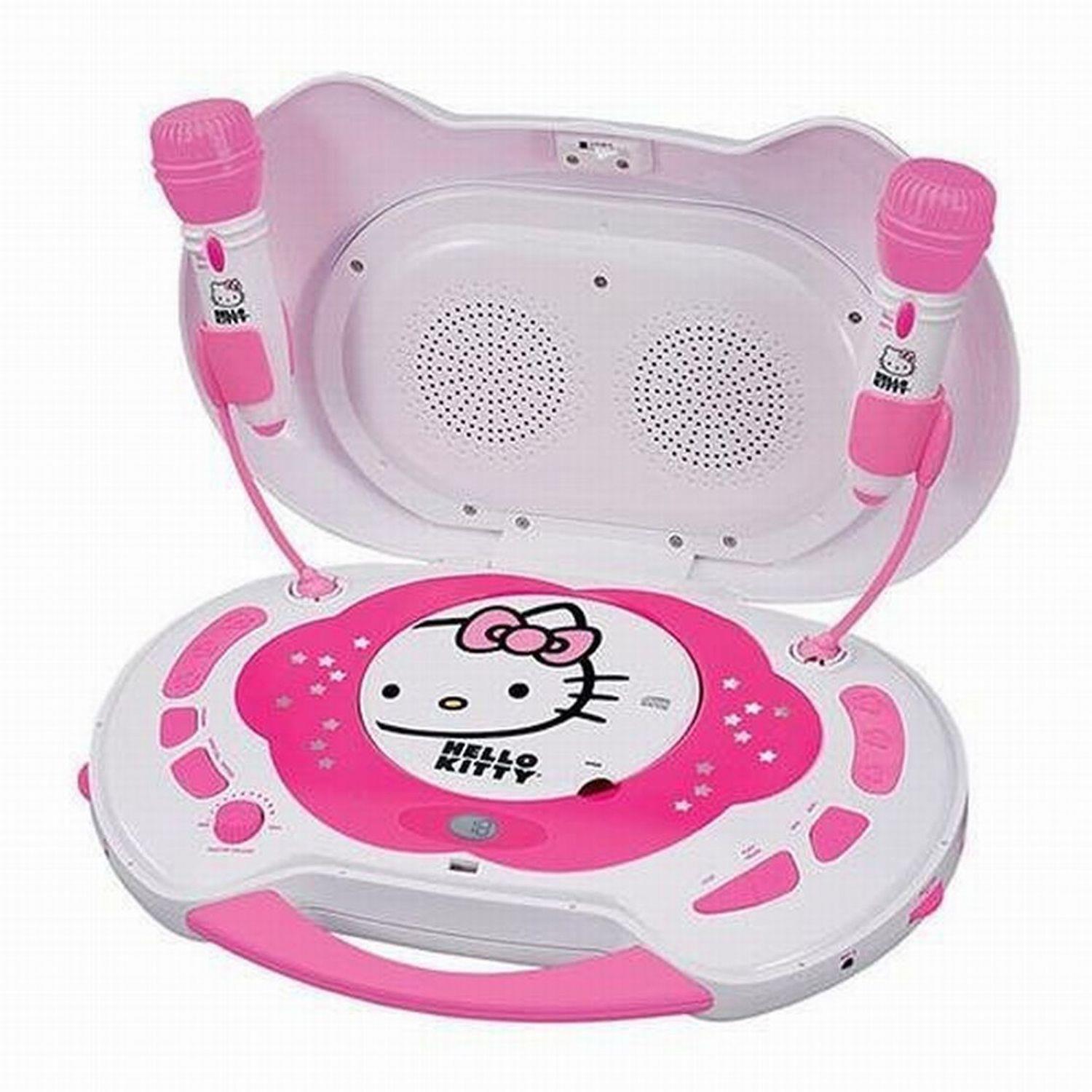 Hello Kitty KT2003CA CD Karaoke System CD Player AC Adapter Speakers, 2x Mic