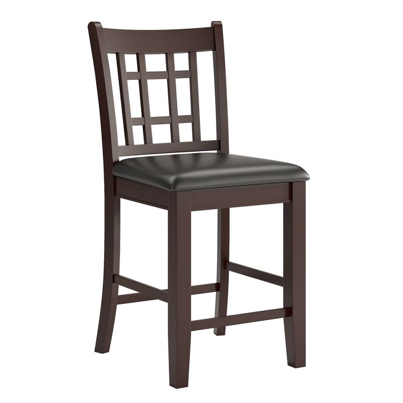 Wooden Barstool with Padded Seat and Open Backrest Blue/Brown - Benzara