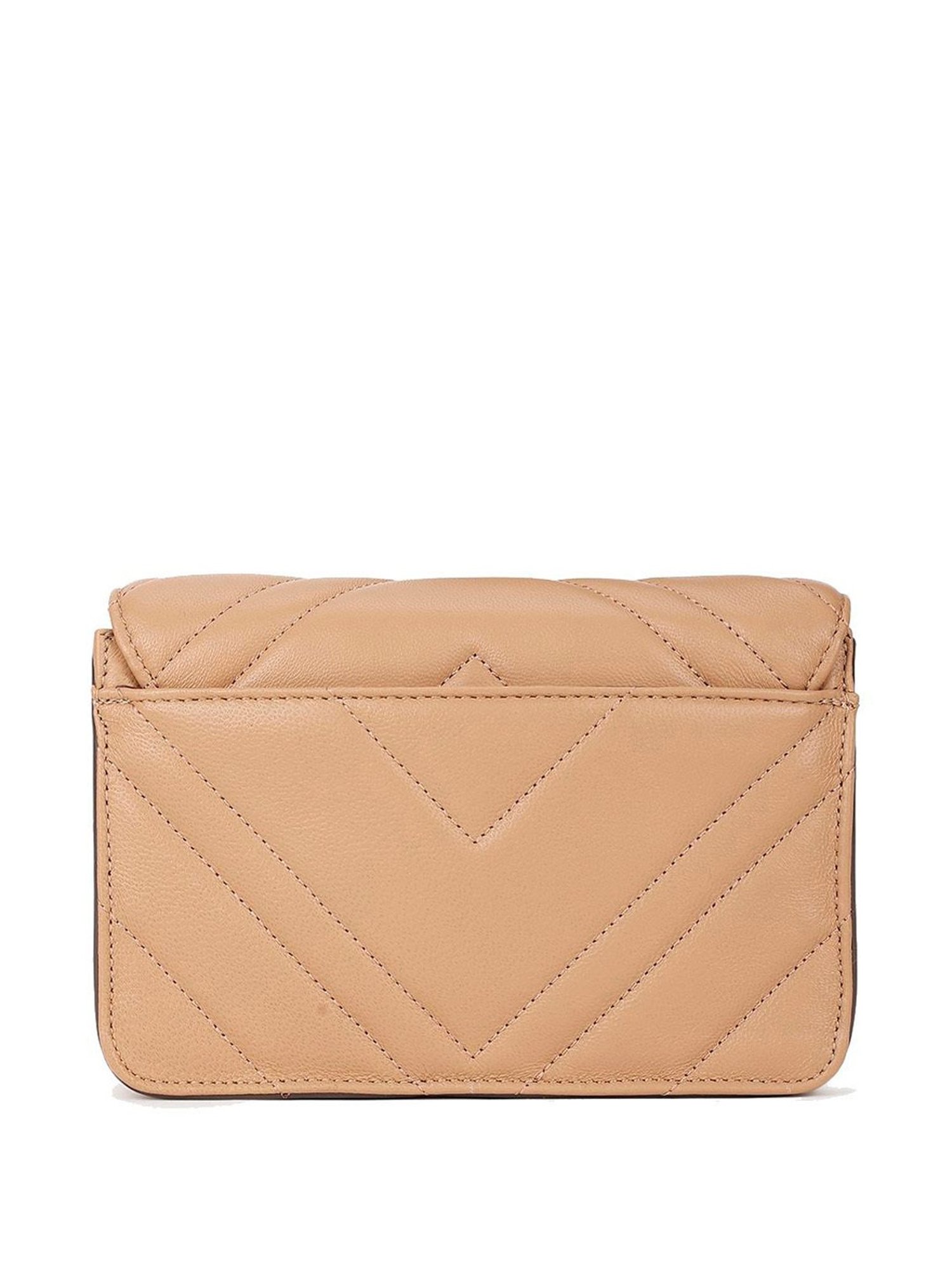 Dkny Neutral Leather Quilted Sling Handbag
