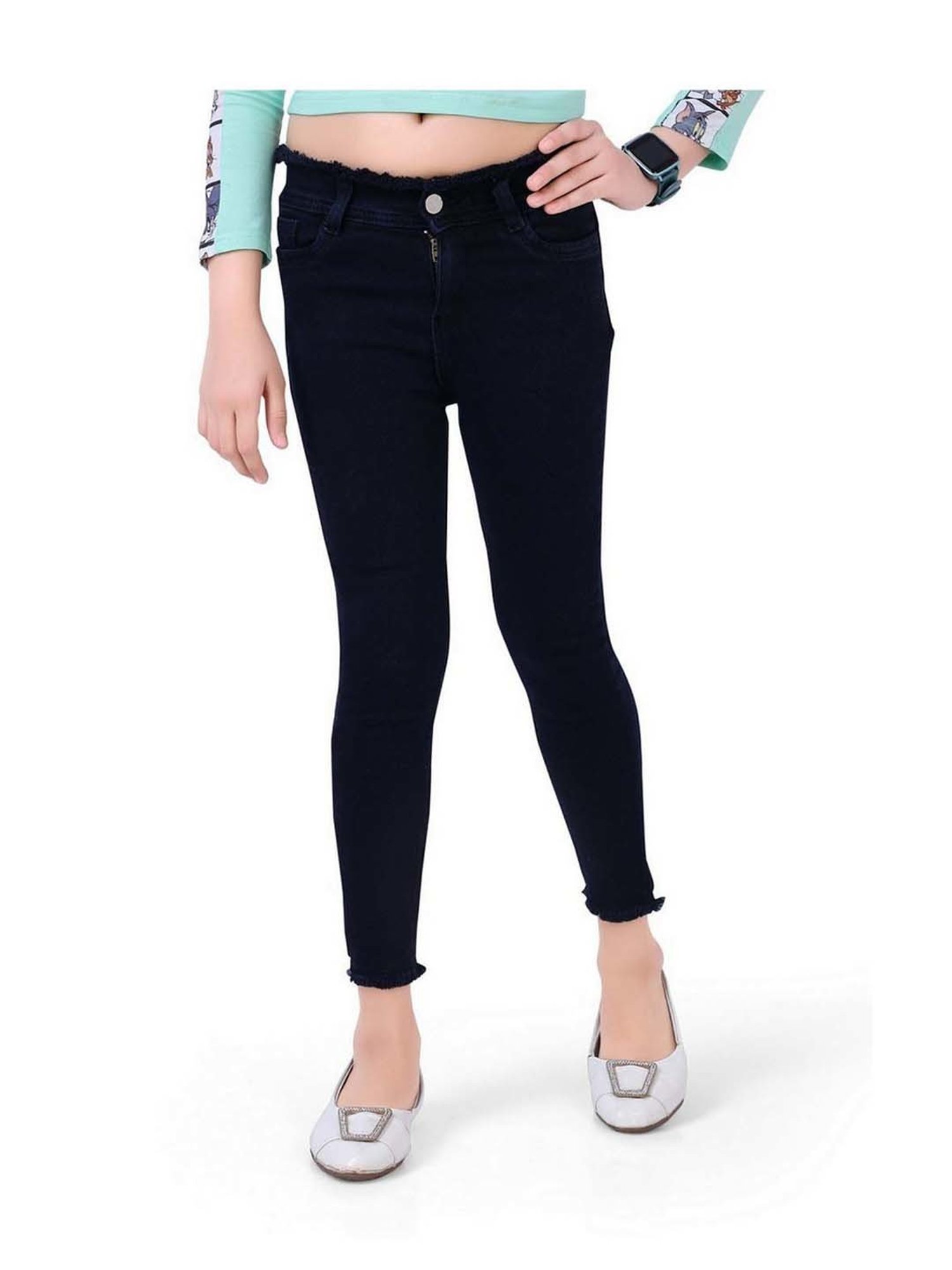 poplins Girls Navy Regular Fit Jeans