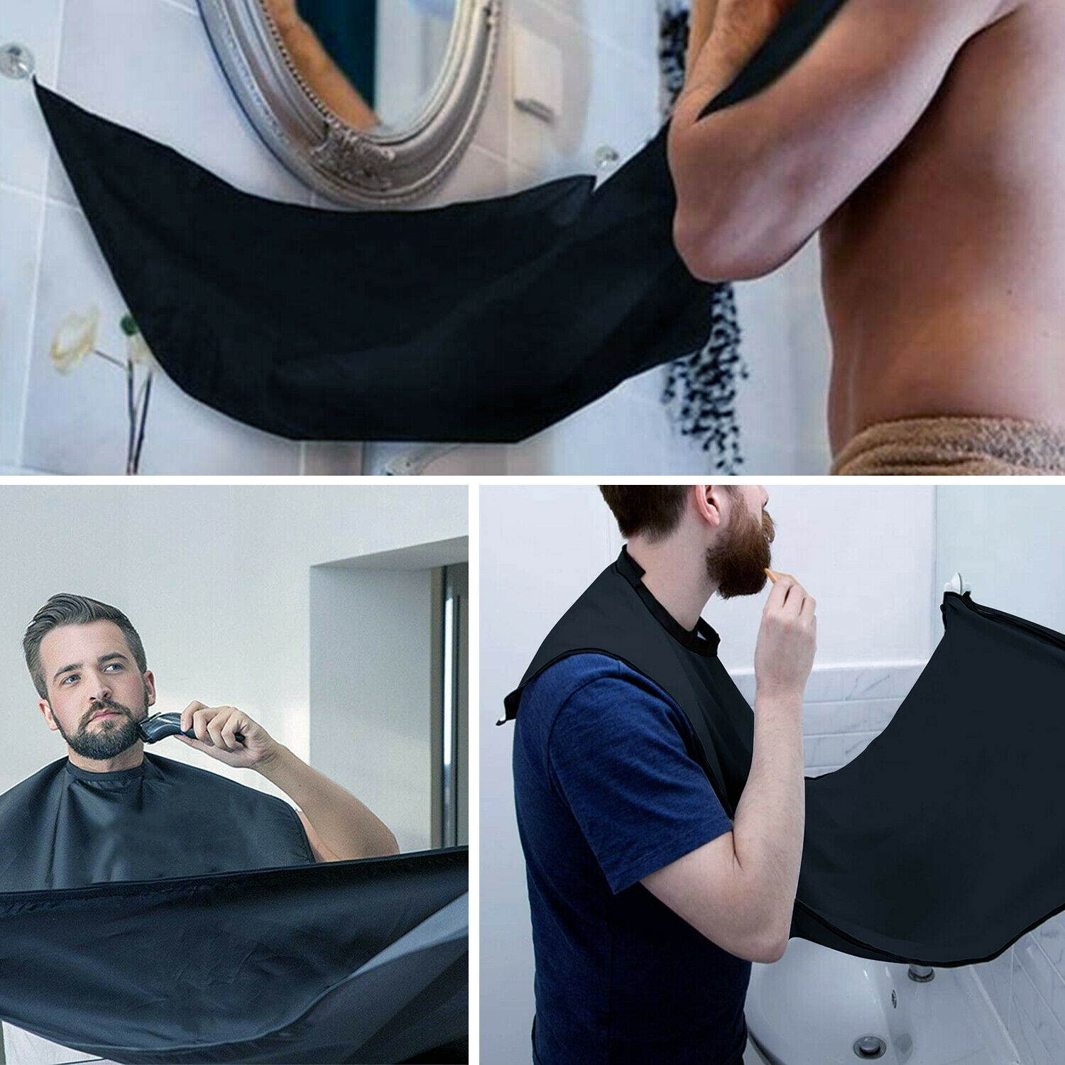 Men Facial Hair Trimming Catcher Beard Whiskers Bib Shaving Apron Cape Cloth USA