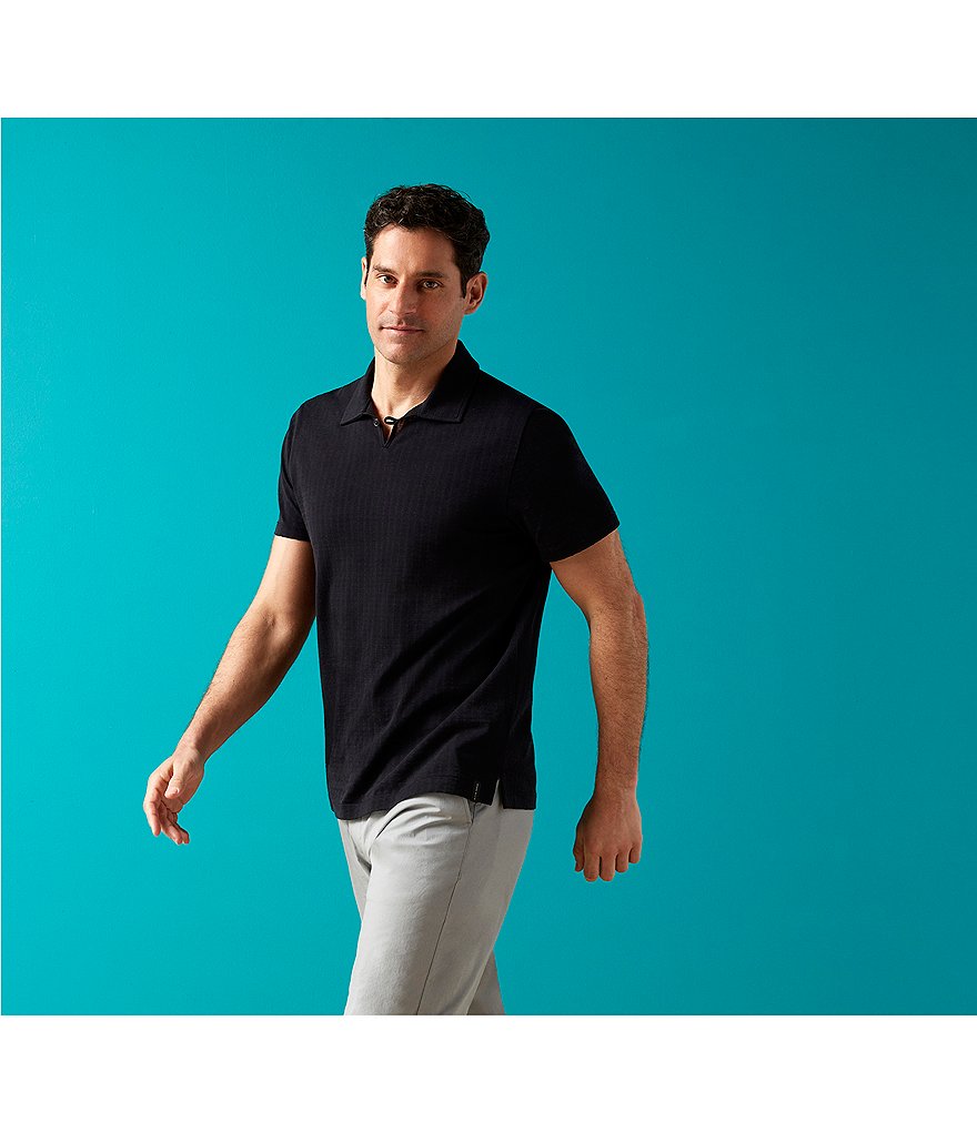 Perry Ellis Open Collar Short-Sleeve Polo Shirt