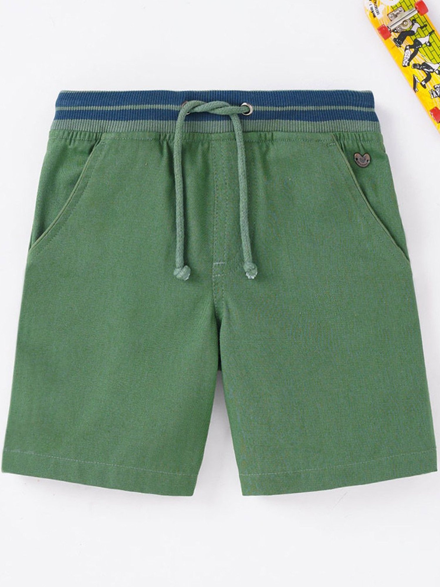 Ed-a-Mamma Kids Green Cotton Regular Fit Shorts