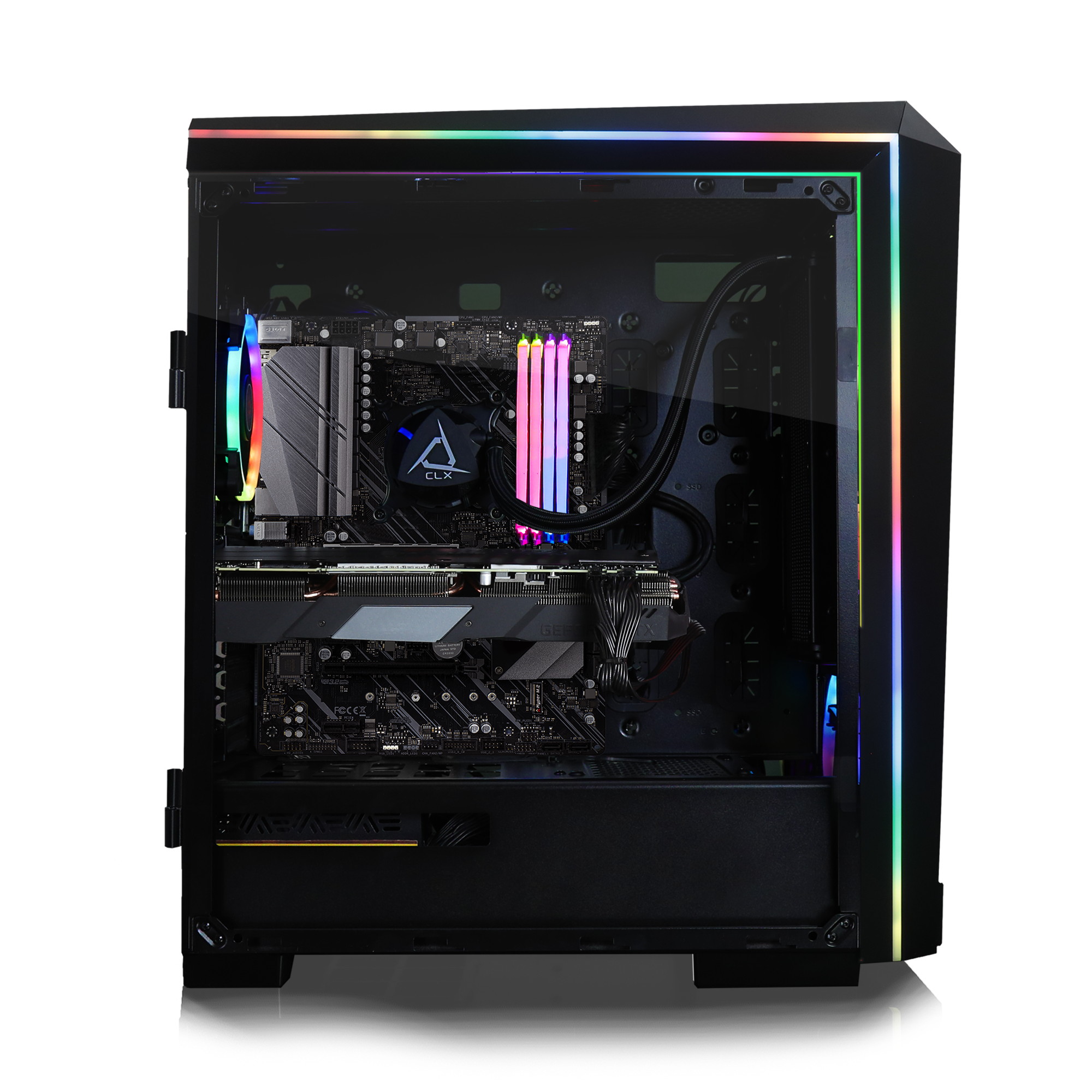 XOTIC V200 Advanced Gaming and Entertainment Desktop (RYZEN 7 5800X 8-core 4.7GHZ Turbo, 16GB DDR4 RAM, 500GB NVMe SSD + 2TB HDD, GeForce RTX 3060 12GB, Windows 10) Liquid Cooled PC