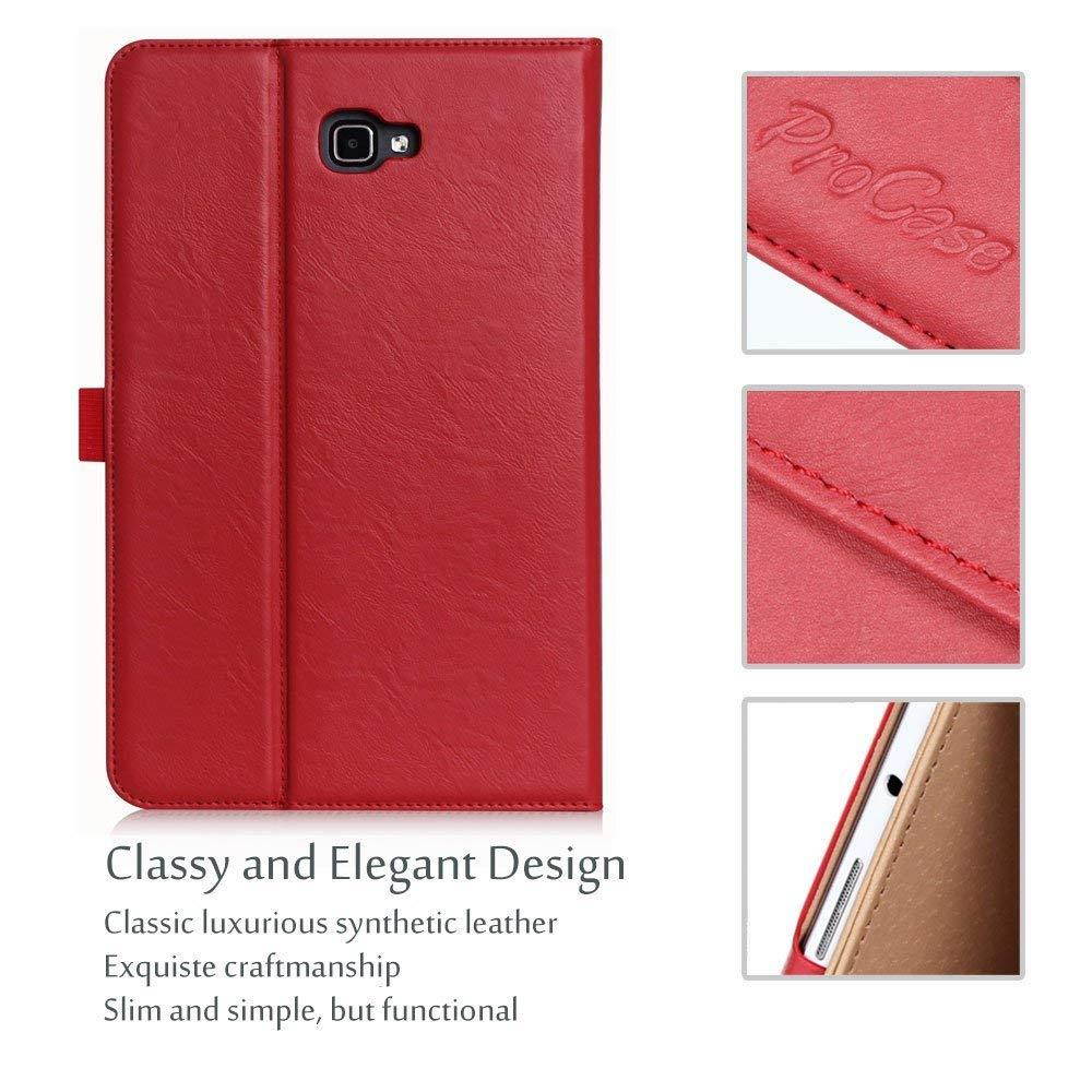 ProCase Samsung Galaxy Tab A 10.1 Case - Stand Folio Case Cover for Galaxy Tab A 10.1" Tablet SM-T580 T585 T587 (NO S Pen Version), with Multiple Viewing Angles, Document Card Pocket - Red