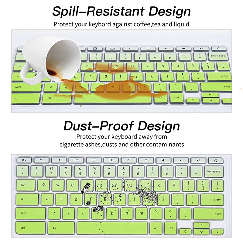 Keyboard Cover for Acer 11.6 Chromebook R11 CB3-131 CB3-132 132T / Acer Chromebook Spin 13 CP713 CB5-312T / Chromebook 14 CB3 CP5 CB514 / Chromebook 15 CB3 CB5 CB315 CB515 Series, Ombre Green