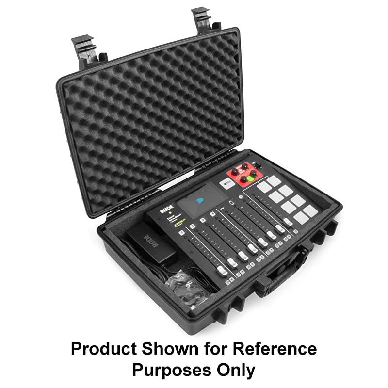 Waterproof Mixer Carry Case Fits Rode Rodecaster Pro Podcast Production Studio and Adapter Hard Carry Case With Padded Foam