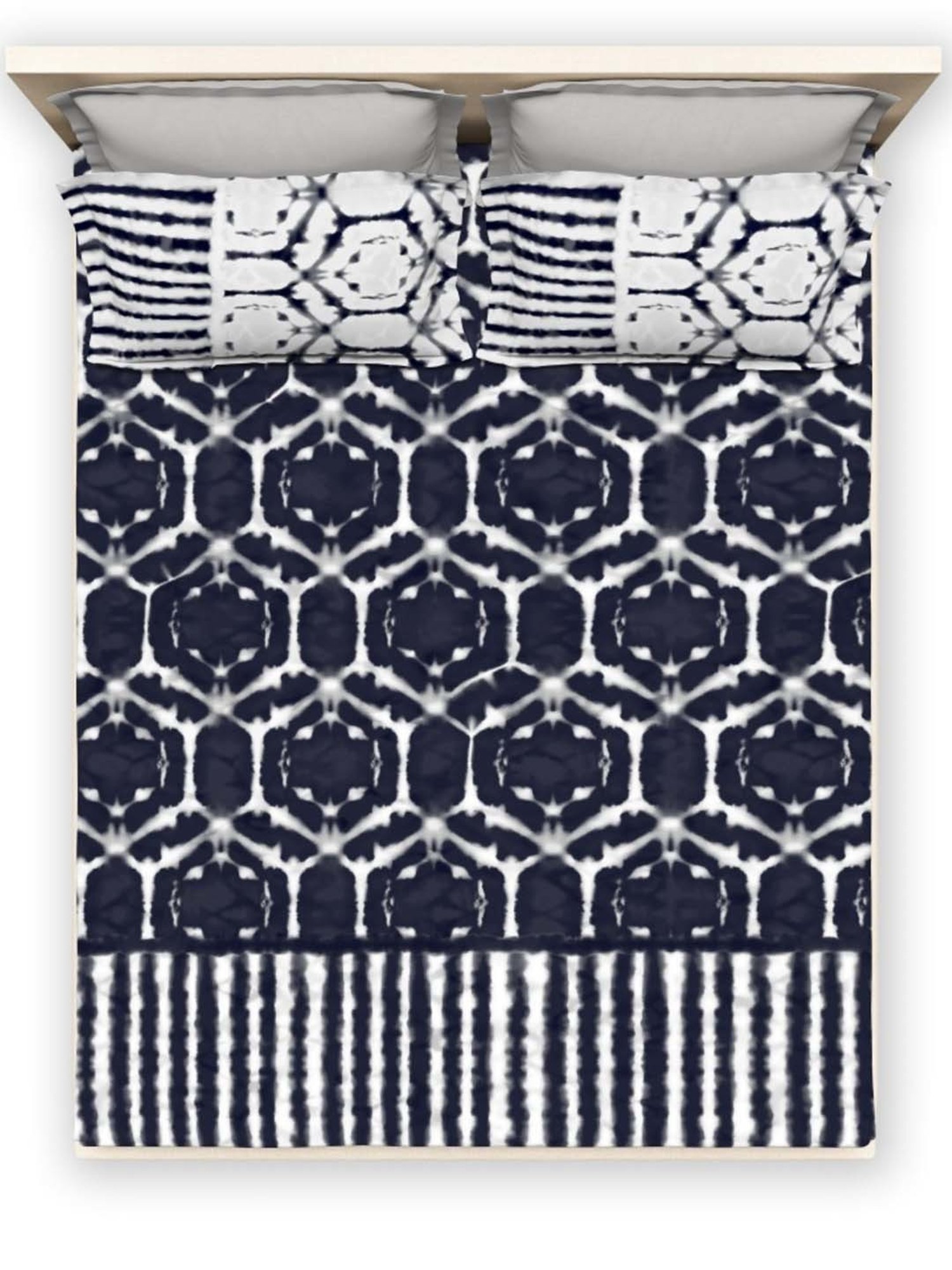 DDecor Bandhani Printed Black 400 TC Cotton Double Bedsheet with 2 Pillow covers