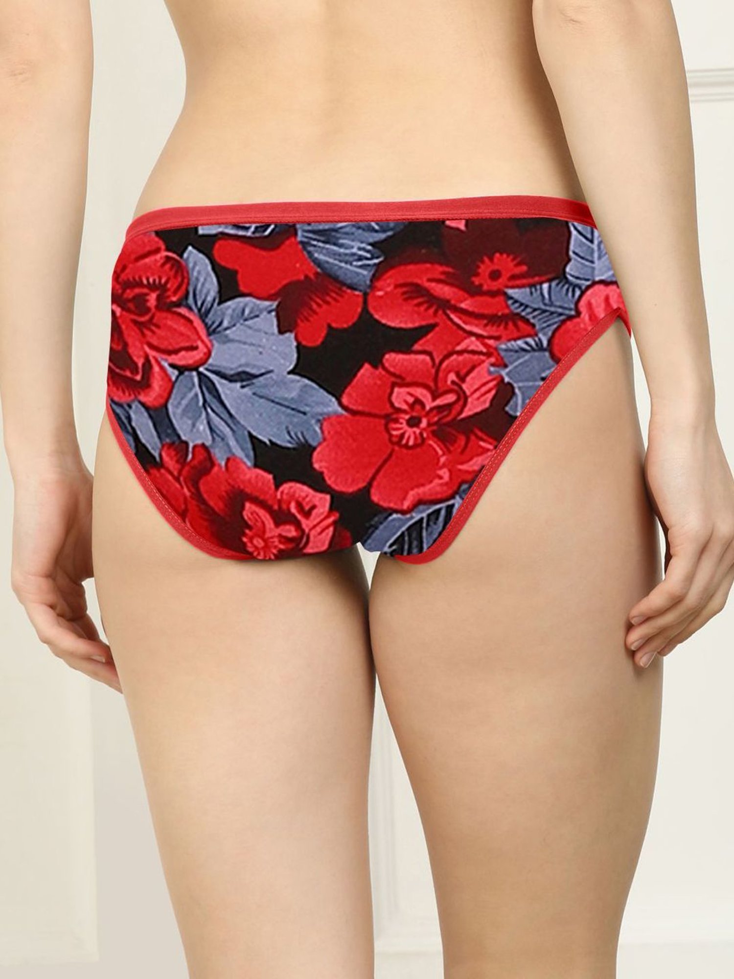 AROUSY Black & Pink Floral Print Hipster Panties - Pack Of 6